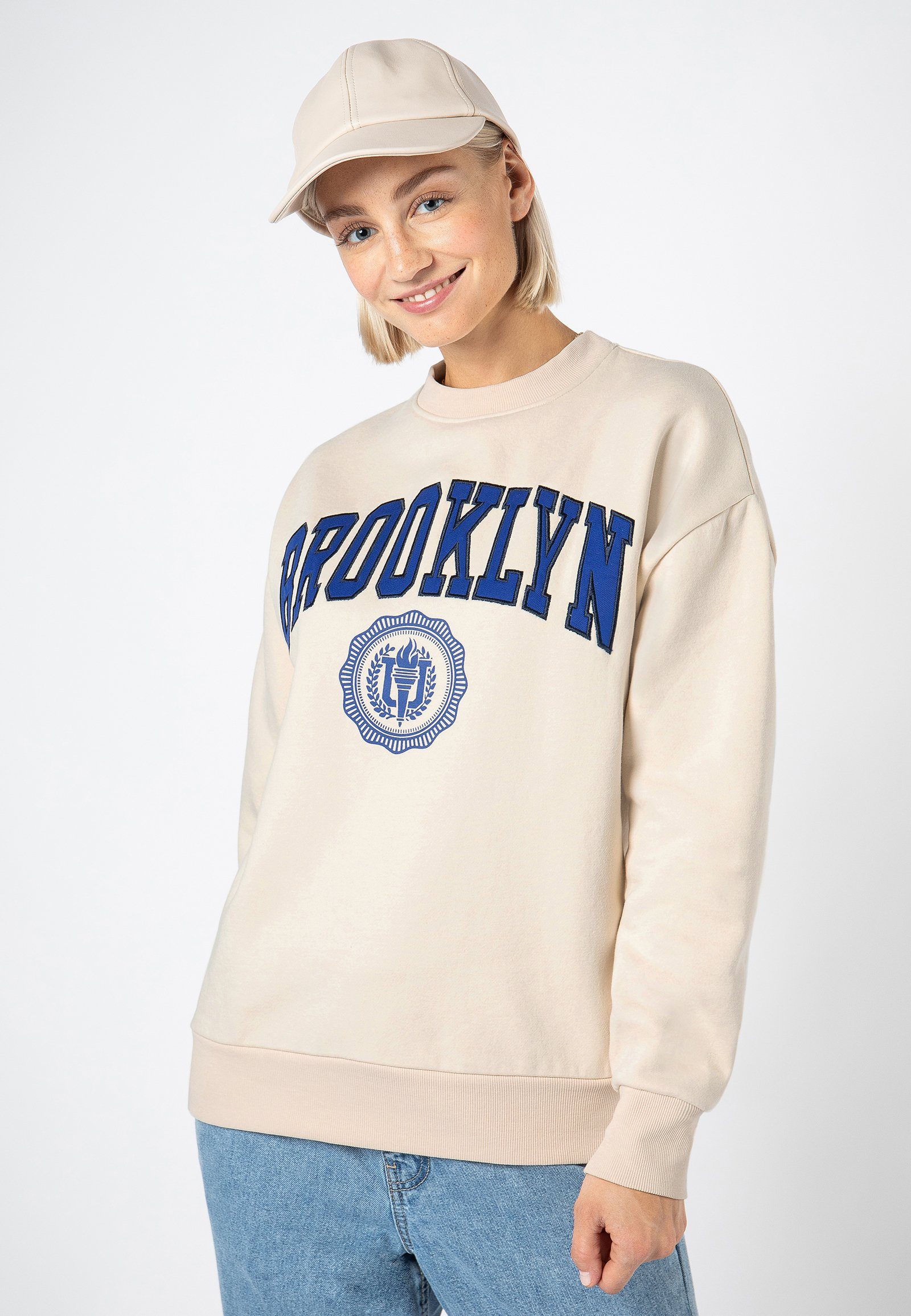 Eight2Nine Sweatshirt Sweatshirt College Style light-beige