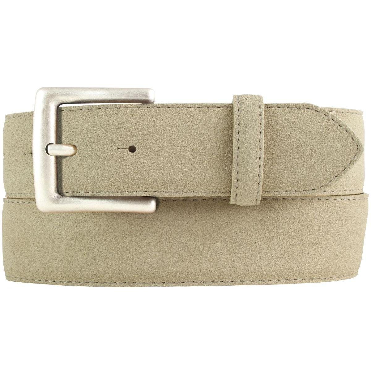 Ledergürtel Gürtel aus Veloursleder mit altsilberner Gürtelschnalle 4 cm - Velour-