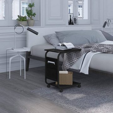 Woltu Beistelltisch (1-St), C-Form, auf Rollen, mit Stauraum, für Bett Sofa