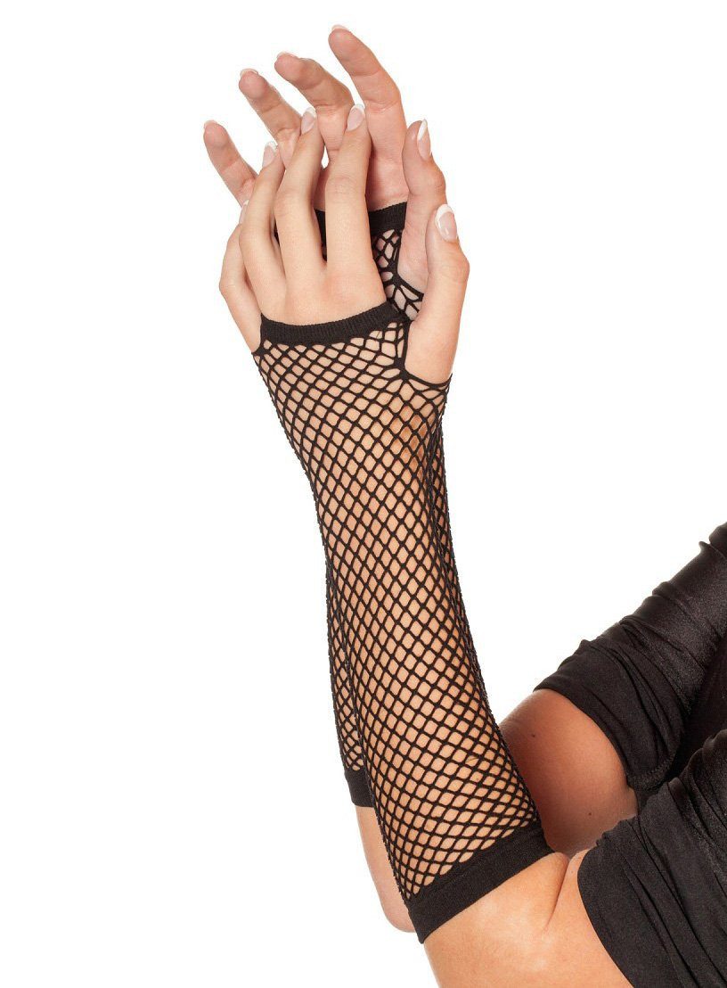 Metamorph Kostüm Fingerlose Netzhandschuhe in diversen Farben, Dehnbares Basic-Accessoire für 80er und 90er Jahre Partys
