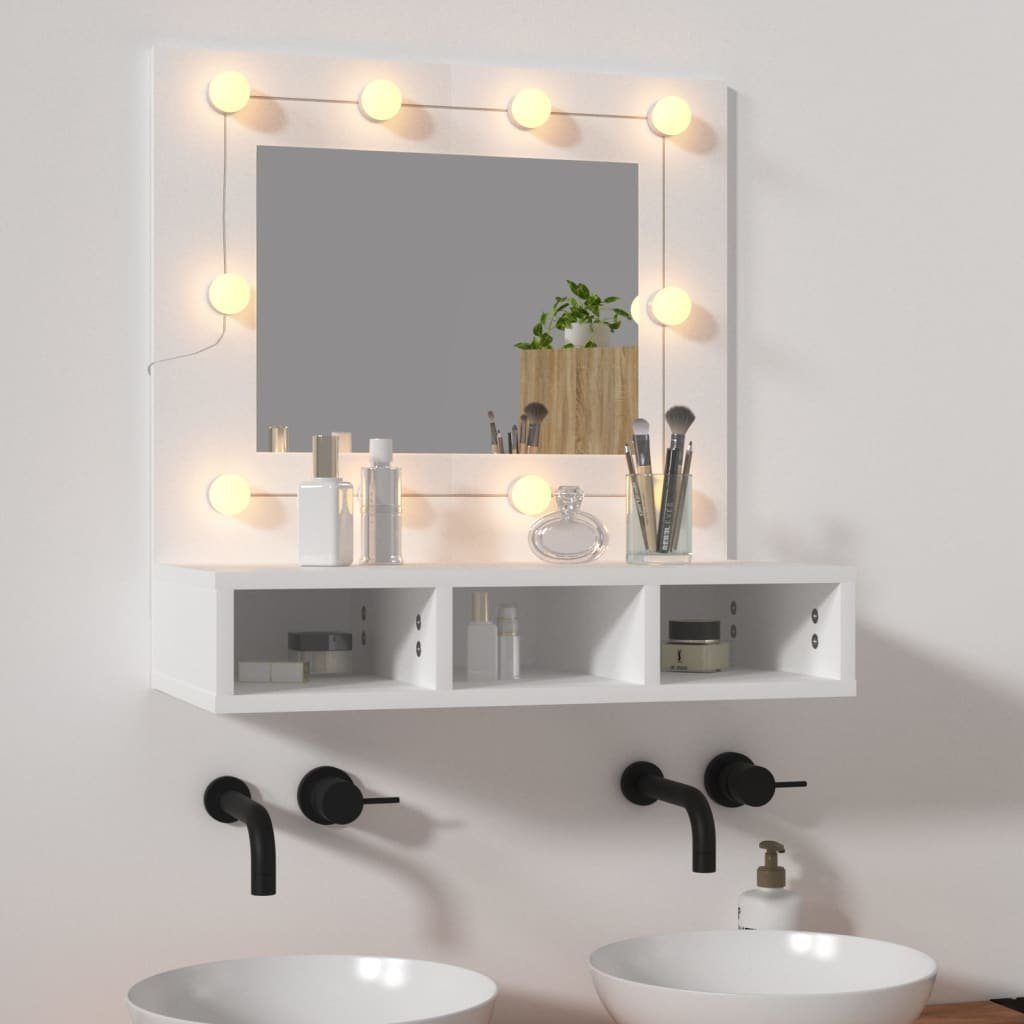 vidaXL Badezimmerspiegelschrank Spiegelschrank mit LED Weiß 60x31,5x62 cm (1-St)