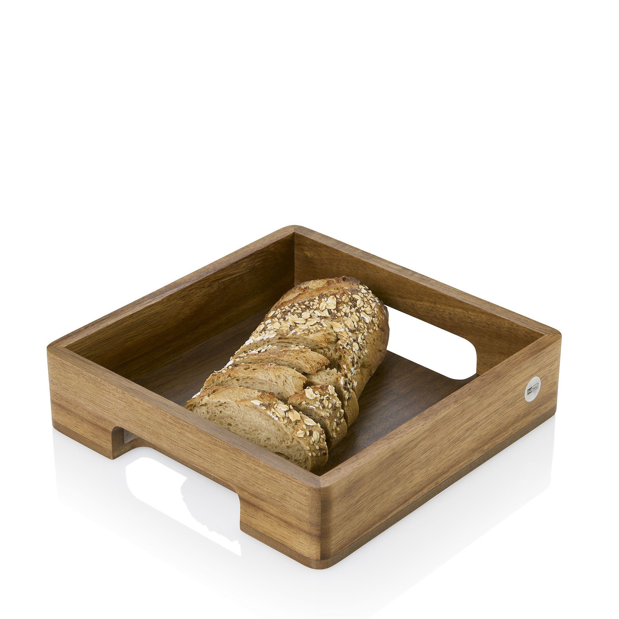 AdHoc Tablett SERVE SQUARE, Akazienholz, Walnussholz, (1-tlg), hochwertiges Serviertablett 25x25 cm