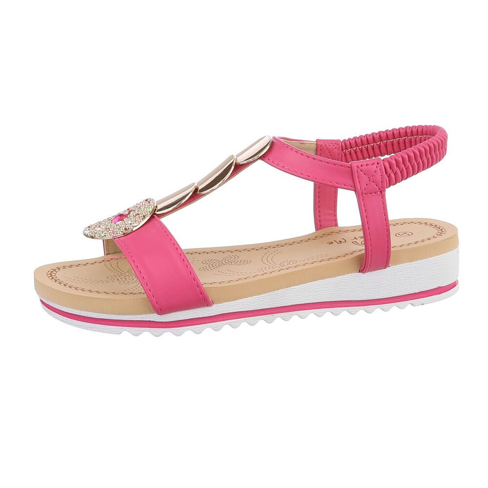 Ital-Design Damen Freizeit Riemchensandalette (86016990) Keilabsatz/Wedge Keilsandaletten in Pink