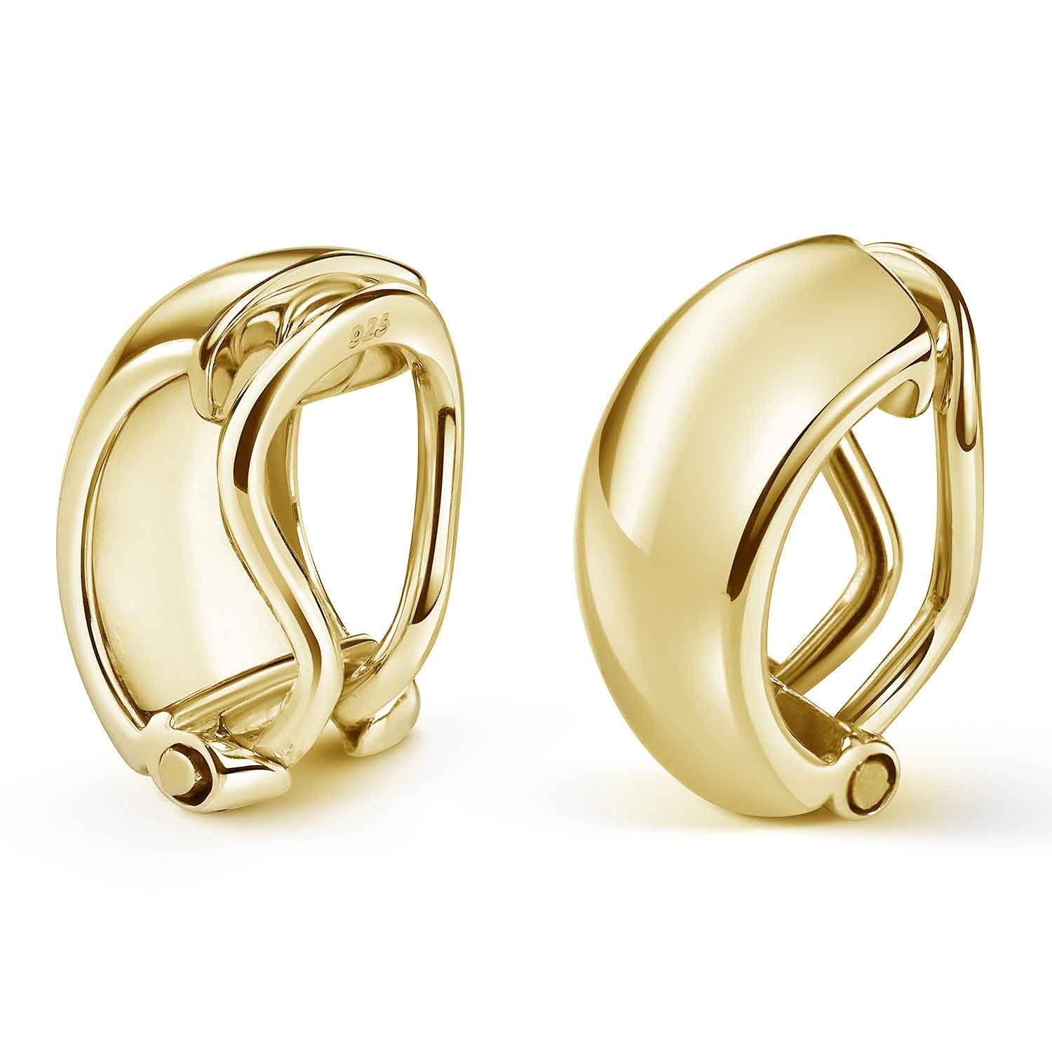 Materia Paar Ohrclips Damen Gold Basic mit Clipverschluss SO-504, Sterlingsilber, vergoldet
