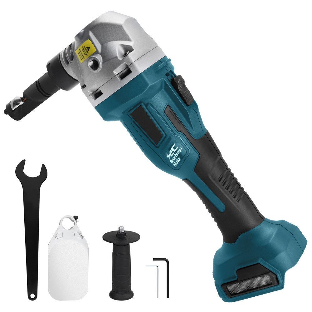 XERSEK Akku-Blechschere 800W Blechknabber, Nibbler Knabber, Blechnibbler 2200 U/min, 1900SPM, Kabelloser Metallnibbler inkl.Abnehmbarer Griff Metallabdeckung, 360°Drehbarer Knabberkopf, Kompatibel mit Makita 18V-Akkus(Ohne Akku)