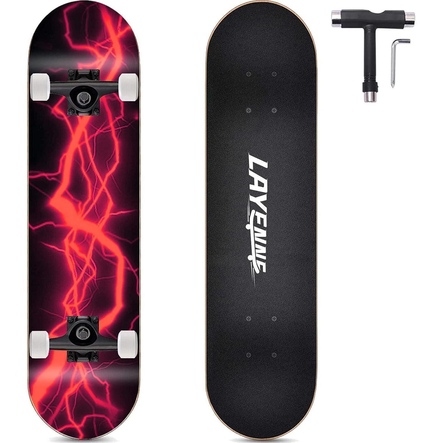 Skateboard Skateboard 31 * 8 Zoll Komplett 7-lagiges Ahorn ABEC-11 für Erwachsene