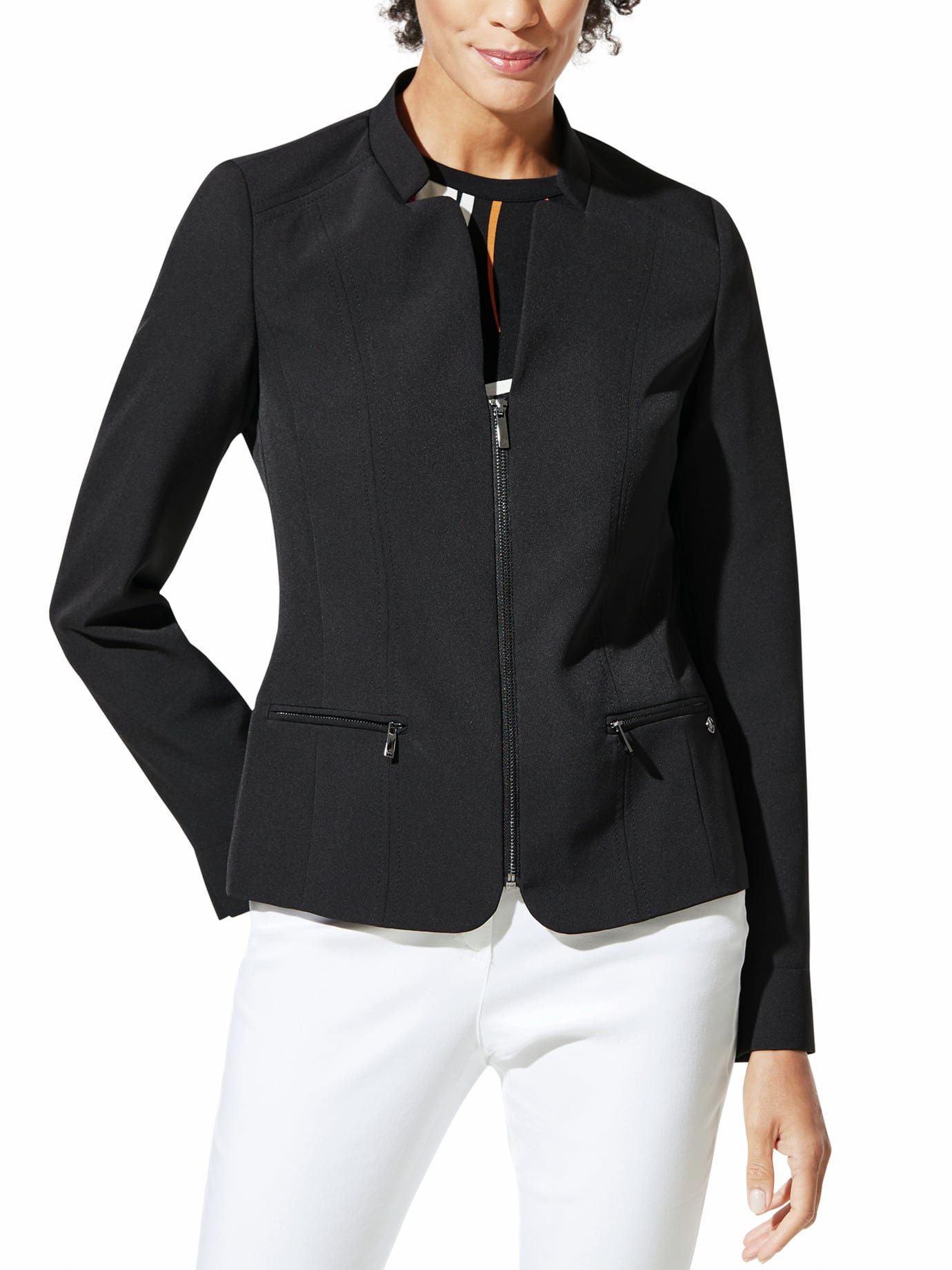 Walbusch Jackenblazer Damen Kofferblazer knitterfrei waschmaschinenfest Reißverschluss-Blazer in Kurzgröße, elastisches Futter, Schmuckkragen – Bild 5 von 5