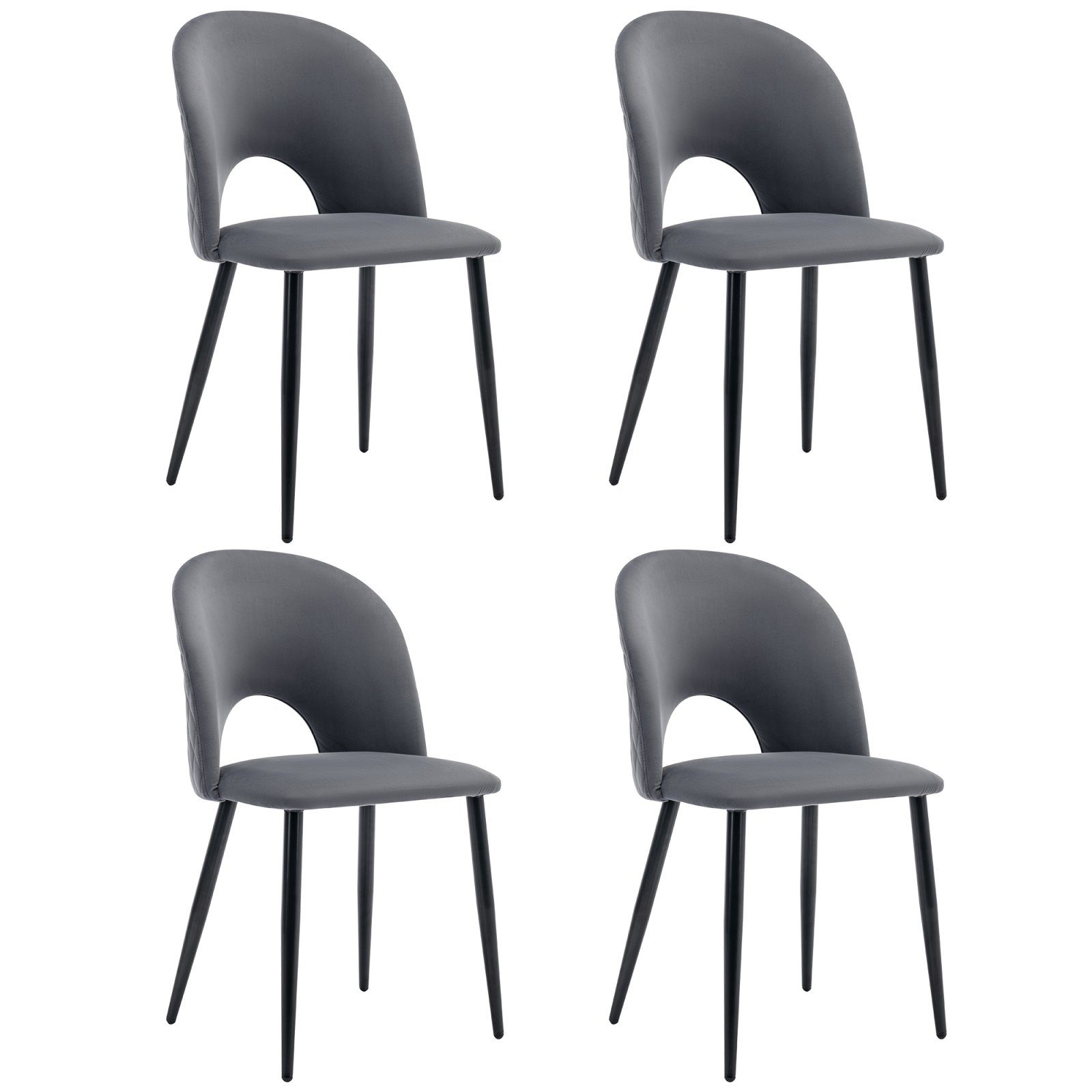 FUROKOY Esszimmerstuhl Esszimmerstuhl, esszimmerstühle 6er set,Polsterstuhl  Design Stuhl (4 St), Sitzfläche aus Samt Gestell aus Metall,Grau mit  Rückenlehnendesign