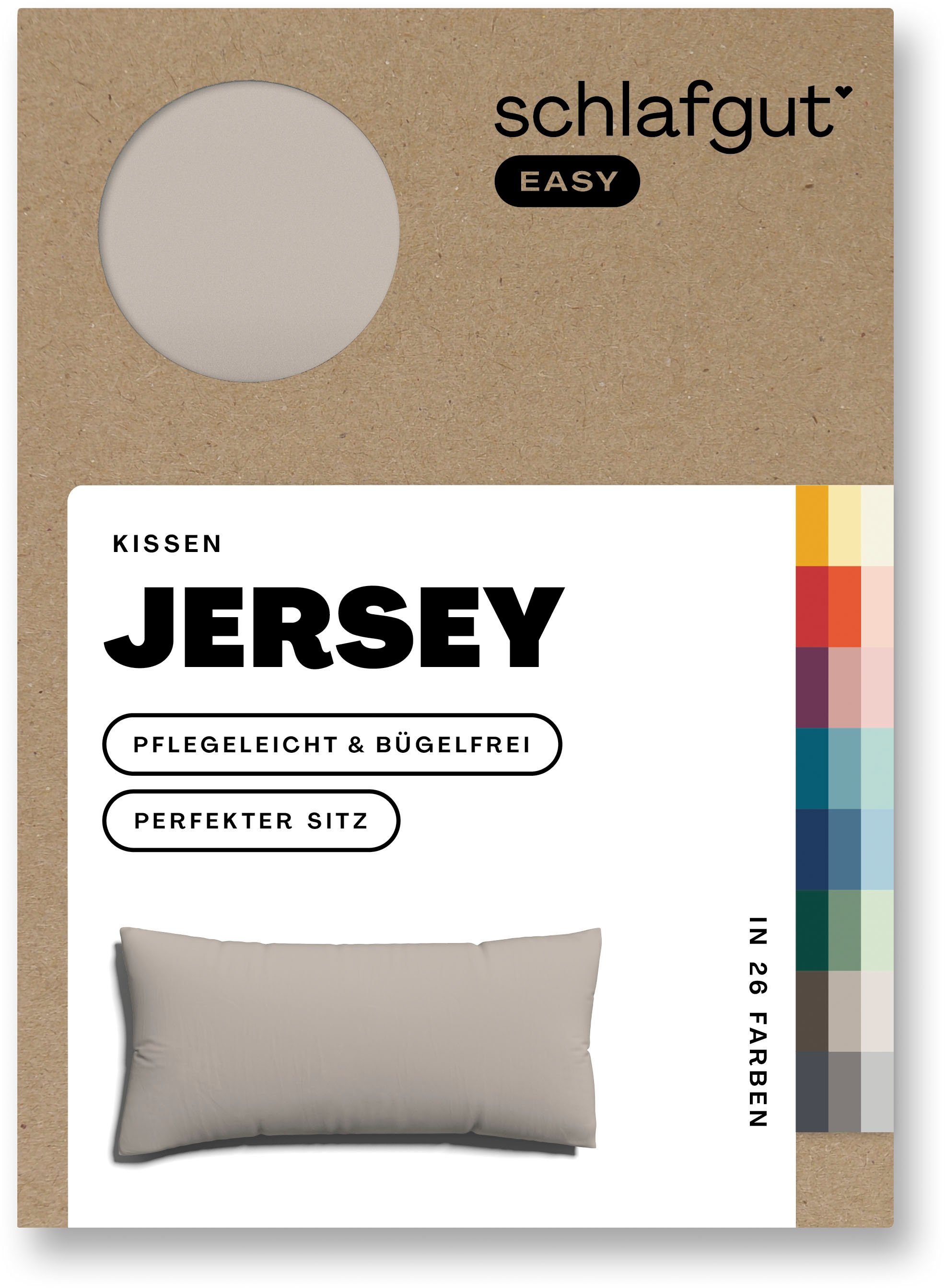 Kissenbezug EASY Jersey, Schlafgut (1 Stück), Kissenhülle mit Reißverschluss, weich und saugfähig, Kissenbezug