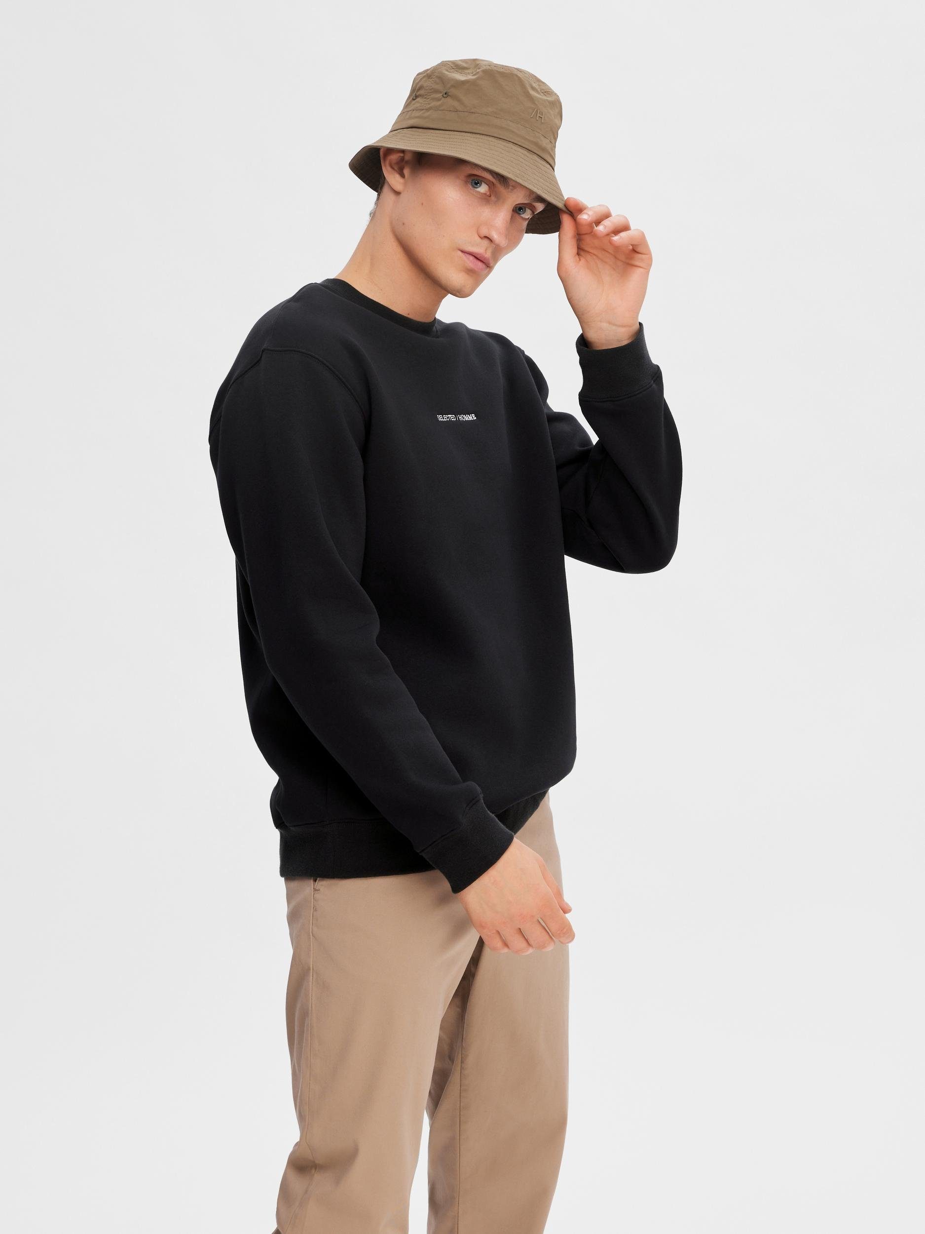 SELECTED HOMME Sweatshirt CREW SWEAT NOOS SLHHANKIE Black LOGO NECK