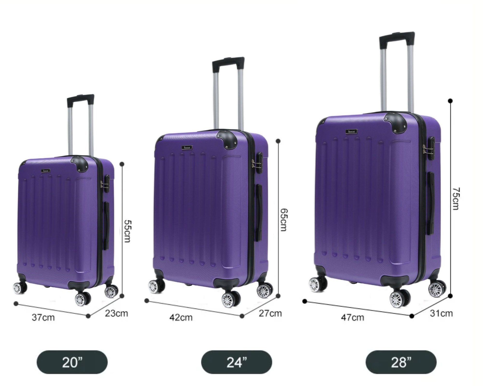Cheffinger Kofferset Reisekoffer Koffer 3 tlg Hartschale Trolley Set Kofferset Handgepäck, (3 tlg)