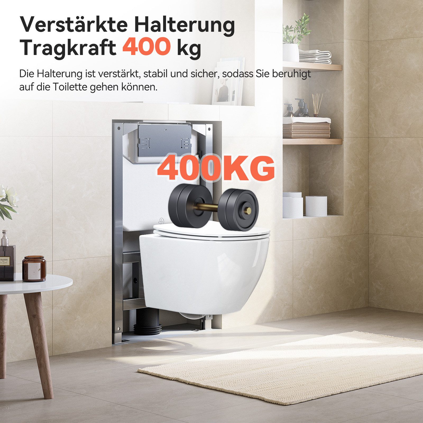 HOROW Vorwandelement WC Unterputz Wand-WC Spülkasten mit betätigungsplatte BH 82cm, Vorwandelement WC, Element für Wand-WC, - 50×12×82 cm – Bild 4 von 5