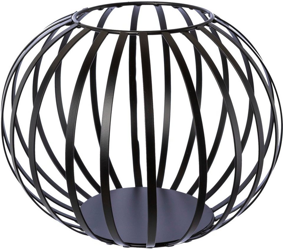 Creativ deco Windlicht Kerzenhalter GENT im Streifendesign (1 St),  Stumpenkerzenhalter aus Metall, Durchmesser ca. 24 cm