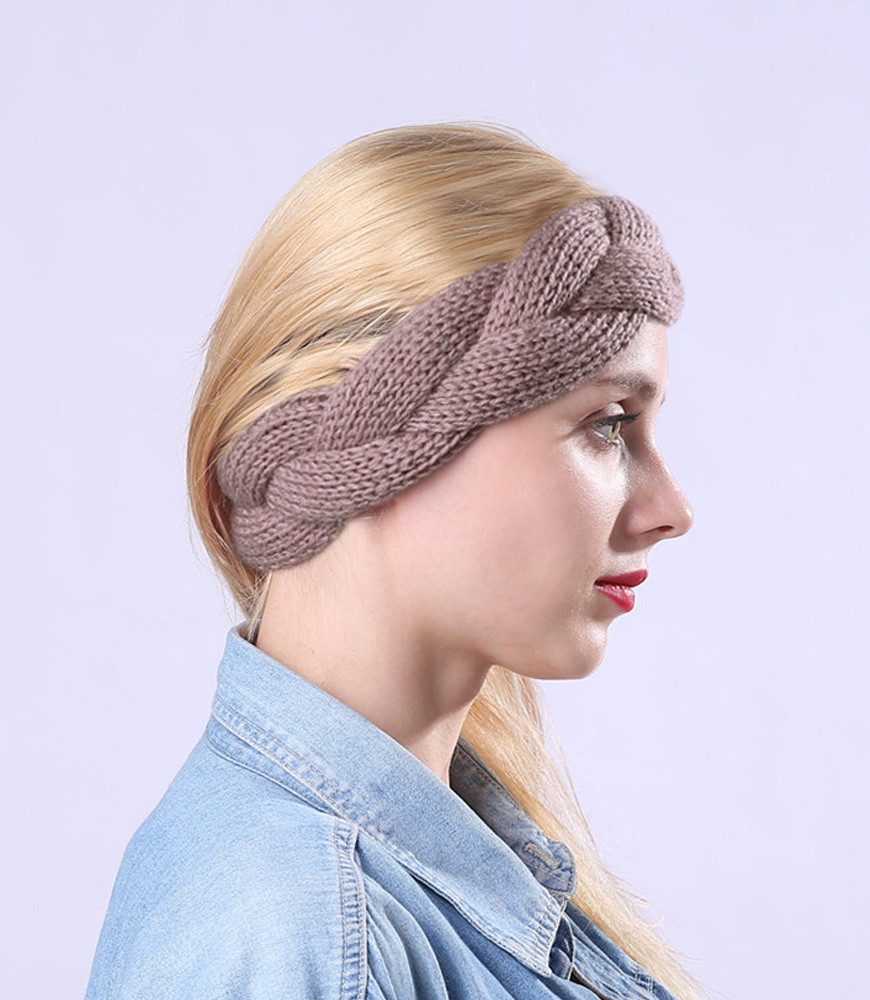 axy Haarband Damen Strickstirnband doppelt geflochten mit Twist-Design, Strick Winter Stirnband Hairband