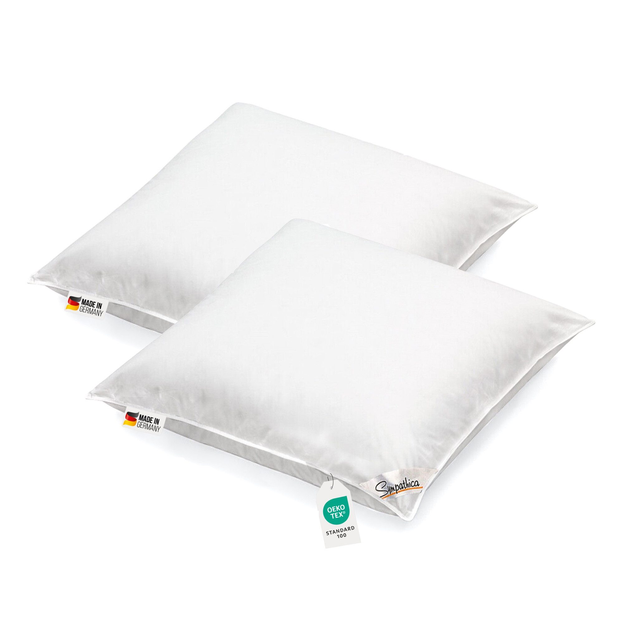 Sympathica Kunstfaserkopfkissen 2 Stück Kopfkissen waschbar Всеrgiker Baumwollbezug Klimafaser 80x80, Bezug: Baumwolle, Seitenschläfer, Rückenschläfer, Bauchschläfer, Hergestellt in Deutschland