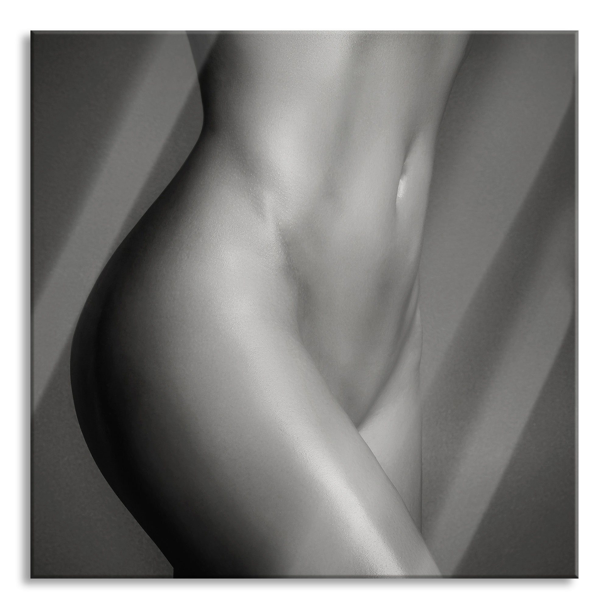 Pixxprint Glasbild schlanker nackter Frauenkörper, schlanker nackter Frauenkörper (1 St), Glasbild aus Echtglas, inkl. Aufhängungen und Abstandshalter