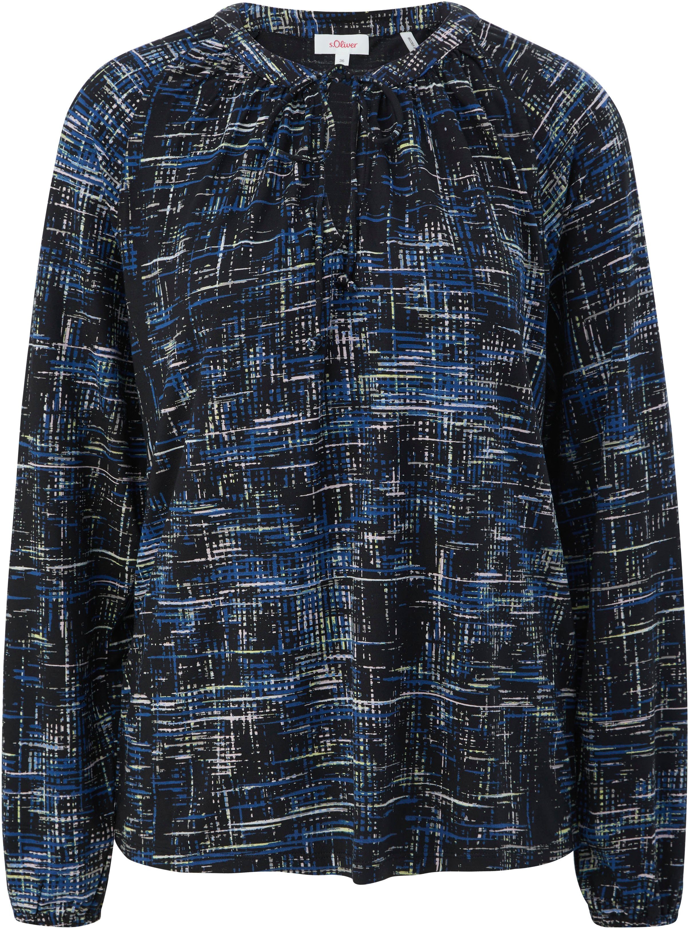 Mehrfarbig Blusenshirt Schwarz Jerseybluse s.Oliver mit Allover-Muster