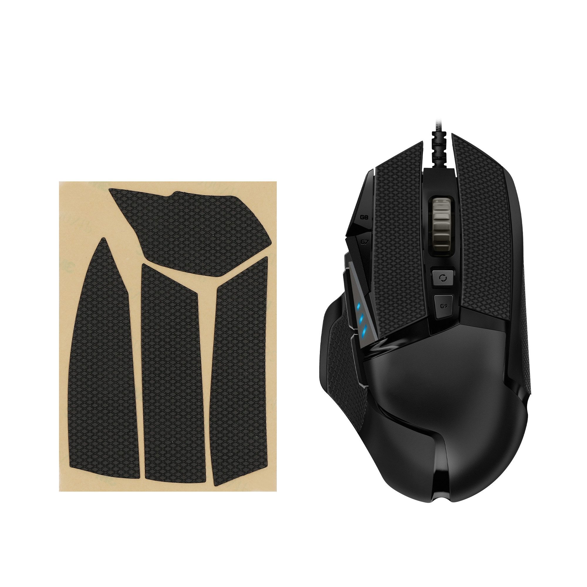 kwmobile Mausfüße Gaming Maus Grip Tape für Logitech G502 (1-St), Maus Rutschfestes Griffband für PC Maus Schwarz