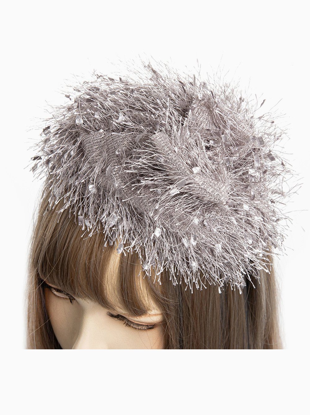 axy Haarreif Fascinator Haarreif Hut mit Scheife Headband Braut Kopfschmuck, Fascinator Cocktail Headwear Grau | Haarspangen