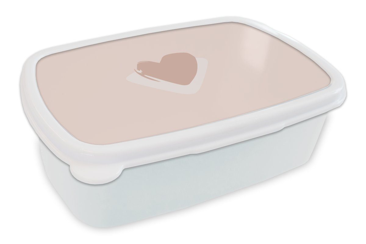 MuchoWow Lunchbox Sommer - Herz - Rosa, Kunststoff, (2-tlg), Brotbox für Kinder und Erwachsene, Brotdose, für Jungs und Mädchen weiß | Lunchboxen