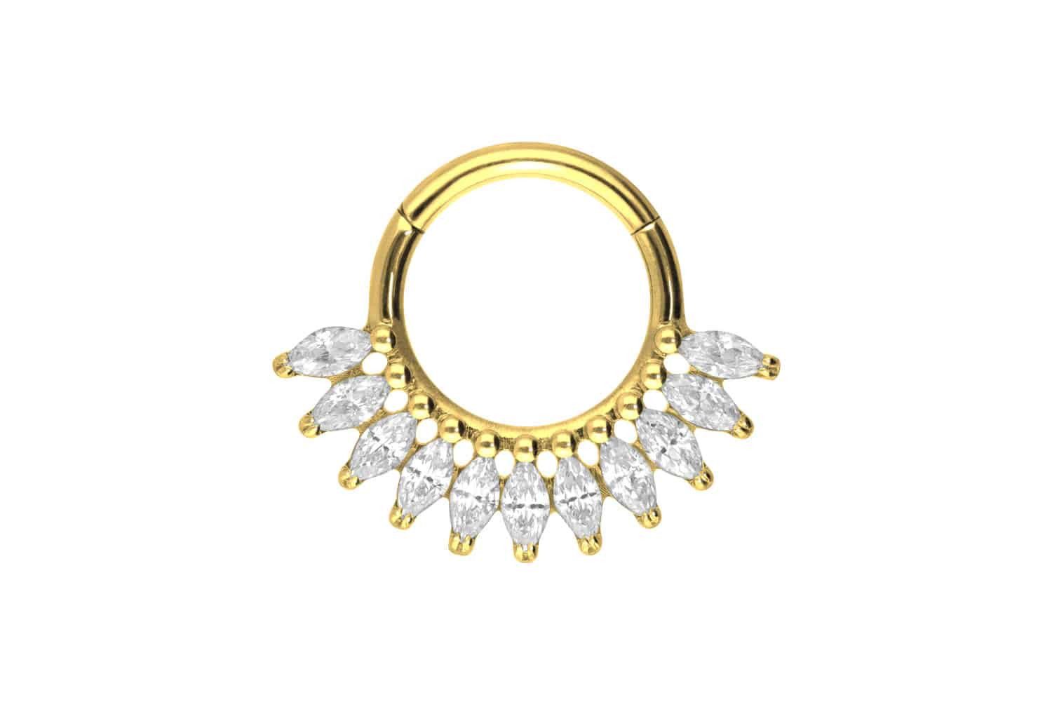Piercing-Set Titan Segmentring Clicker KRISTALLFÄCHER