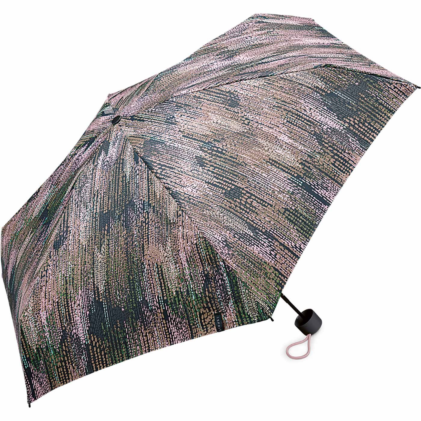 Esprit Taschenregenschirm Damen Super Mini Regenschirm Petito Blurred Edges - taupe gray, winzig klein, in gedeckter verwaschener Optik