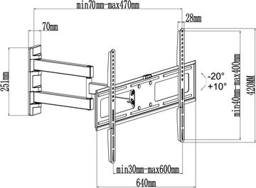 my wall H26-2WL TV-Wandhalterung, (bis 70 Zoll, Packung, 1-teilig, Vollbeweglicher Wandhalter für LCD TV)