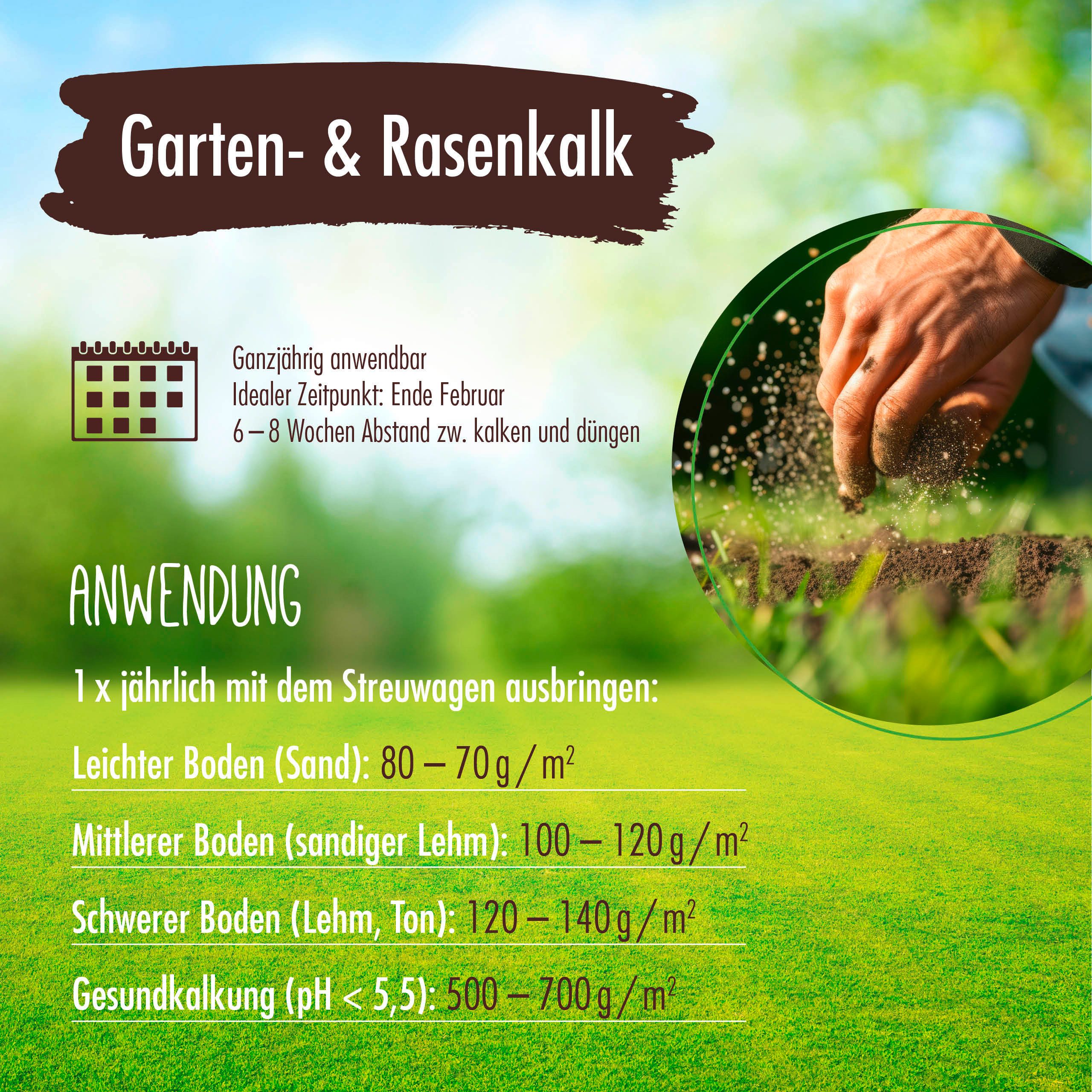 Höfer Chemie GmbH Rasenkalk 15 kg VERDURMAX® Garten- und Rasenkalk, Rasenkalk, 1-St., Verbessert den Boden und stärkt den Rasen