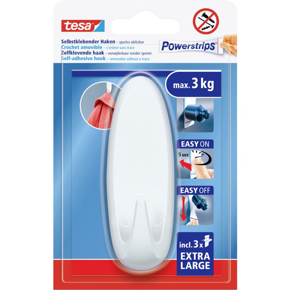 tesa Klebehaken tesa Powerstrips XL Klebehaken Oval Weiß Inhalt: 1 St., (Powerstrips XL)