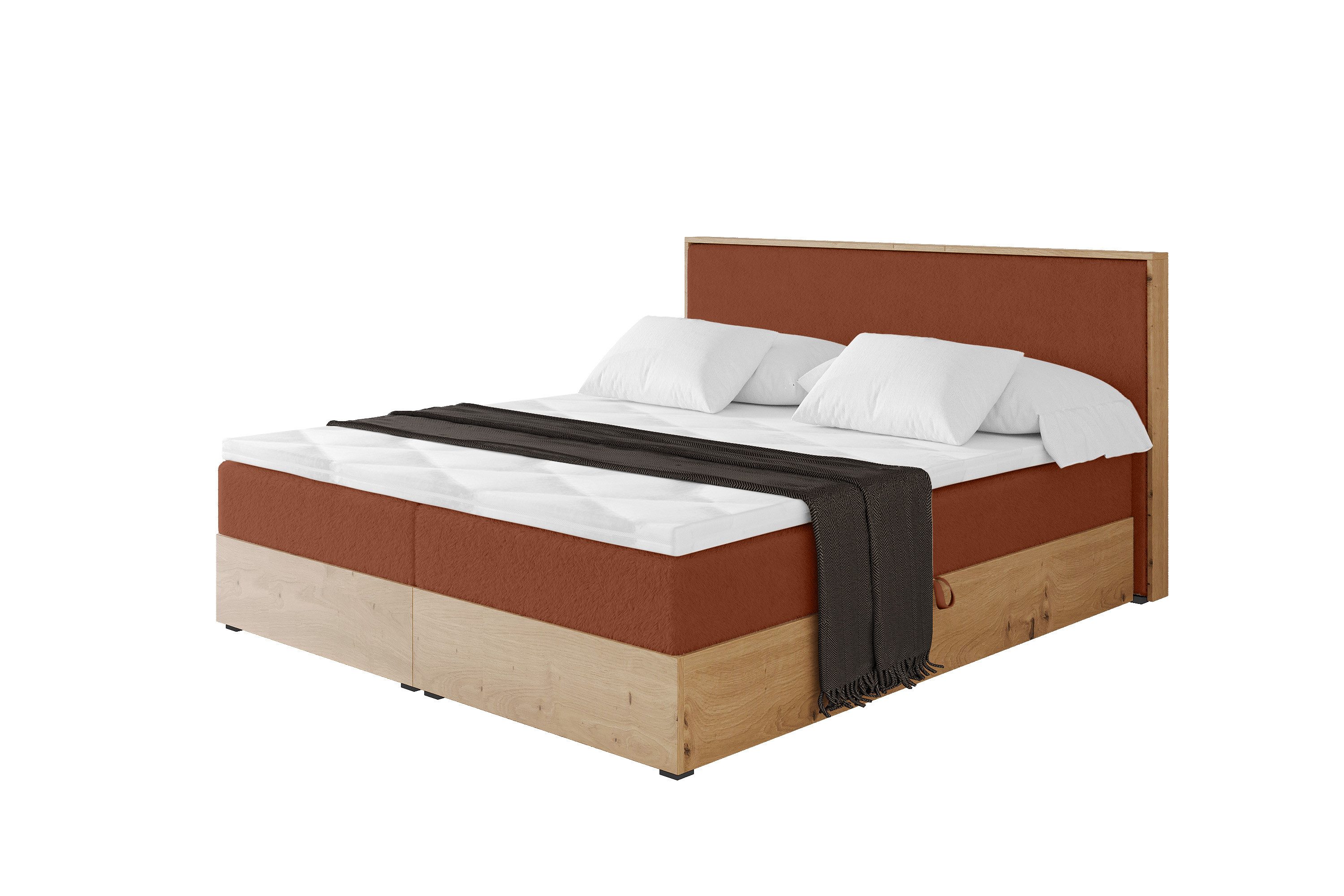 ALTDECOR Boxbett LOLLI9 (Multipocket-Matratze H4, H3 Matratze Bonellfederung, Topper, Kopfteil)