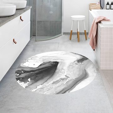 Teppich Vinyl Wohnzimmer Schlafzimmer Flur Küche Abstrakt modern, Bilderdepot24, rund - grau glatt, nass wischbar (Küche, Tierhaare) - Saugroboter & Bodenheizung geeignet
