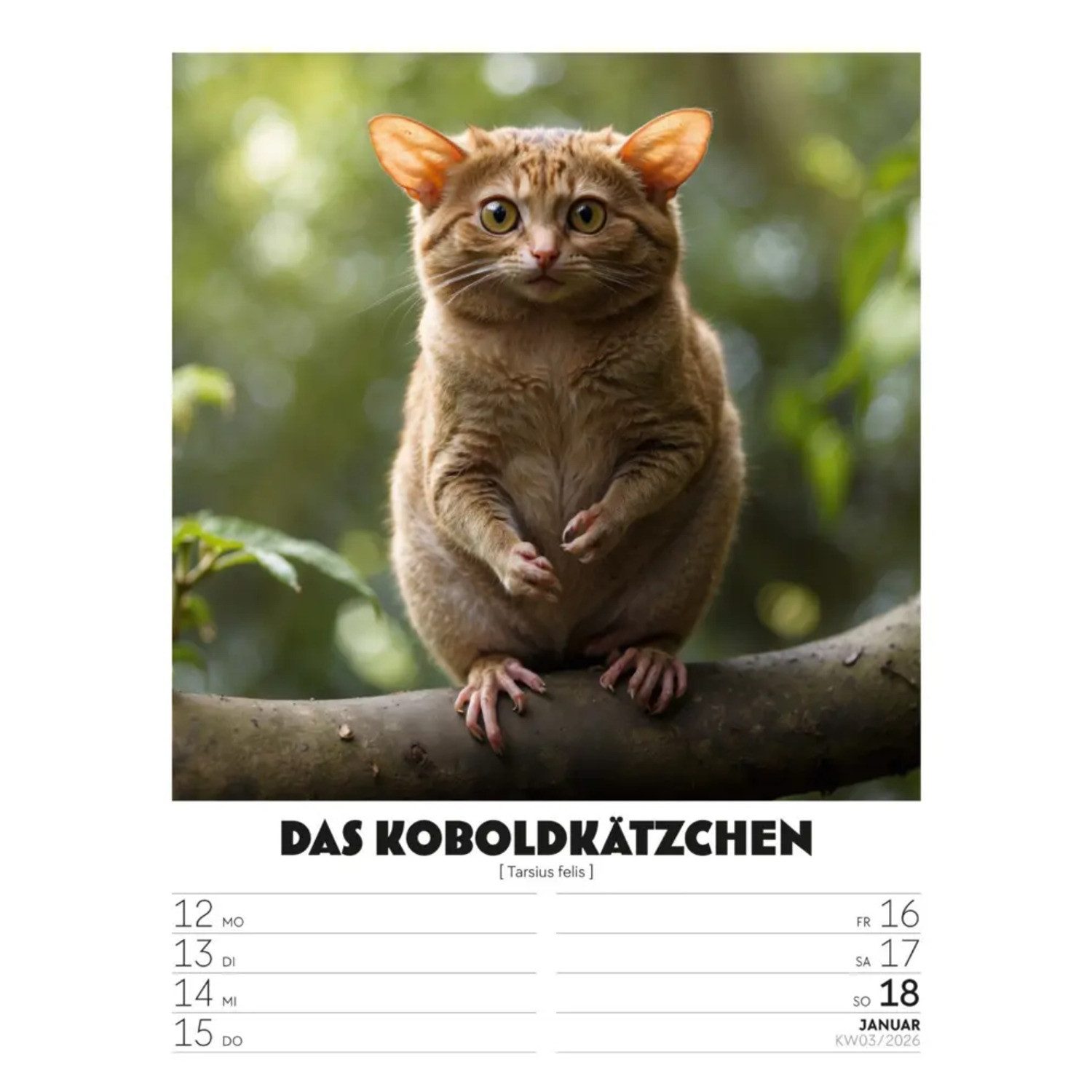 Ackermann Wandkalender Verrücktes Tierleben Wochenplaner mit KI-Bildern Kalender 2026