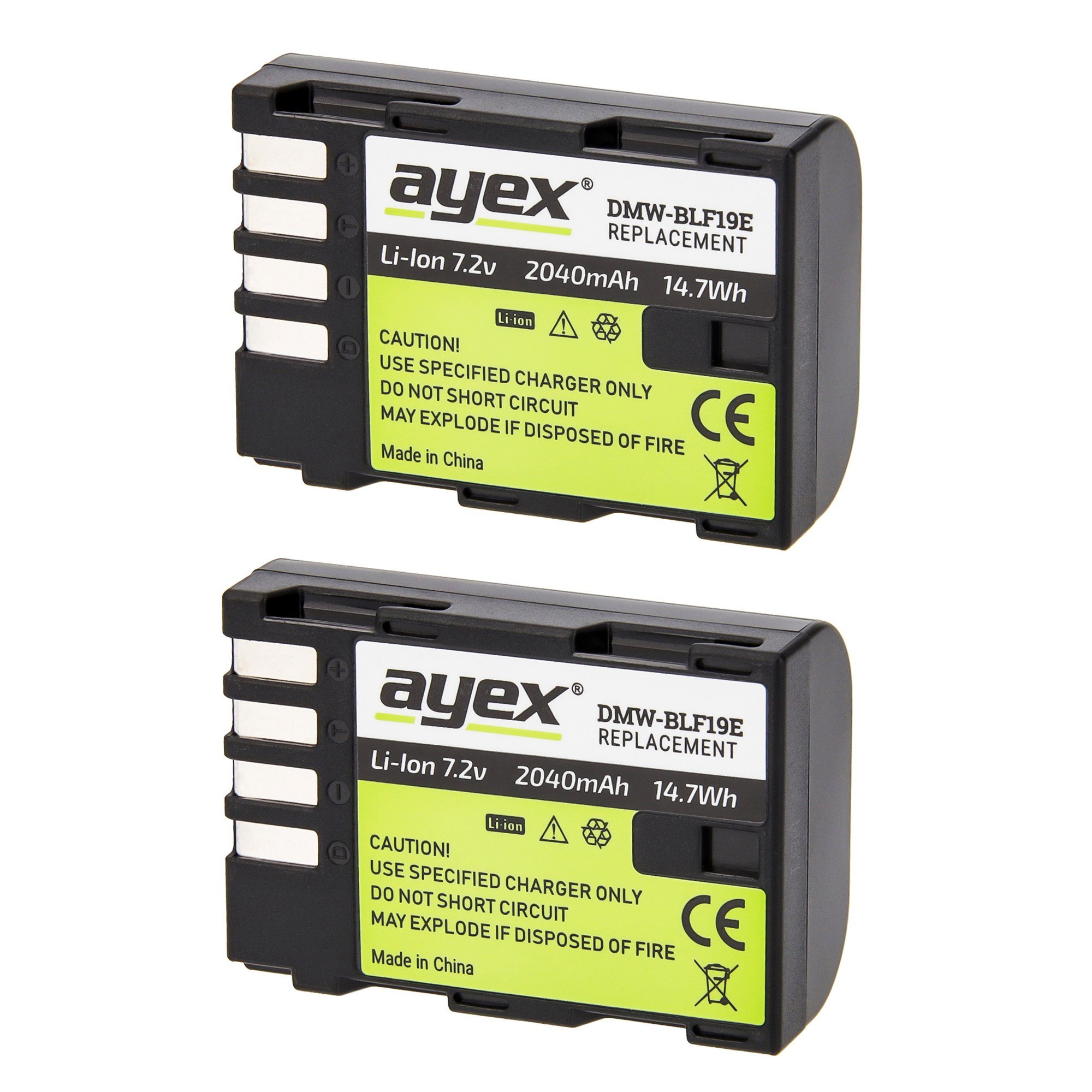 ayex Batteriegriff für Panasonic G9 + 2x BLF-19 Akkus + USB Ladegerät für z.B. Hochformat