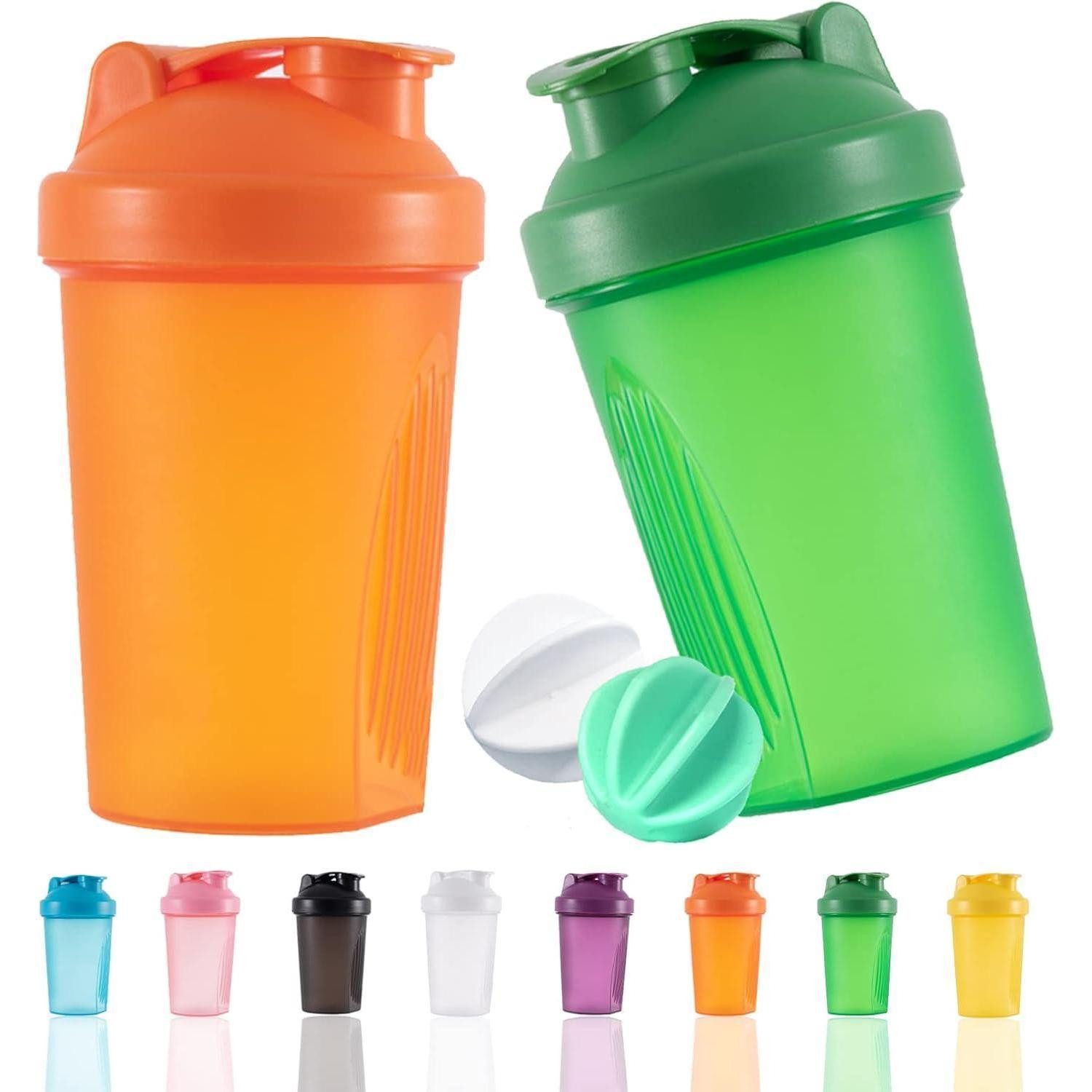LuxusKollektion Protein Shaker Shaker Protein 400 ml Auslaufsicher BPA Sieb 400 ml Orange+grün