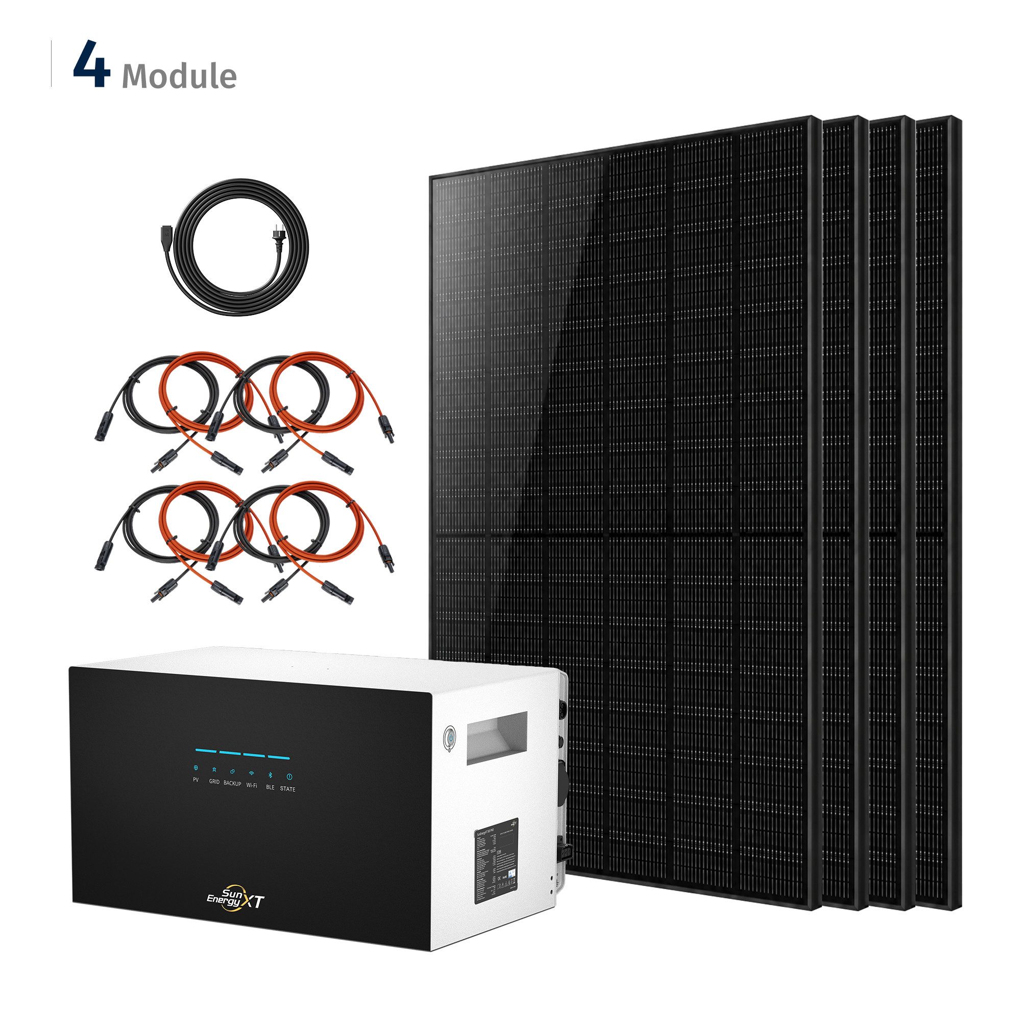 SolarMars Balkonkraftwerk 2000W Komplettset mit 5kWh Speicher, Anker SOLIX/ SunEnergyXT, 2000 W, Monokristallin, N-Typ, (SunEnergyXT 500 PRO – 2400W Netzausgang, 4×500Wp), Lokale Steuerung, offene API & Home Assistant