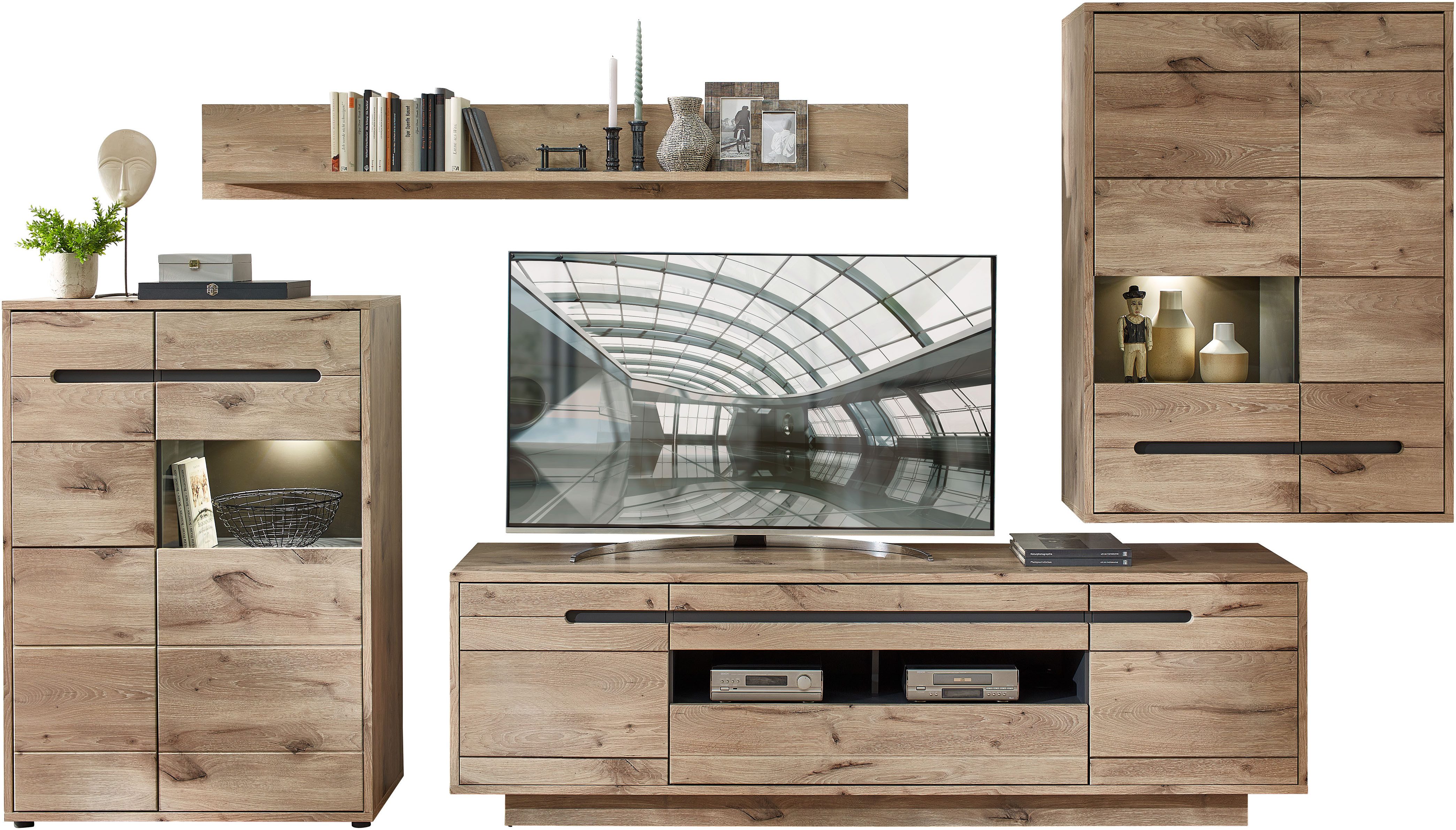 Innostyle Wohnwand BELLANO, (Komplett-Set, 4-St), inkl. LED-Beleuchtung