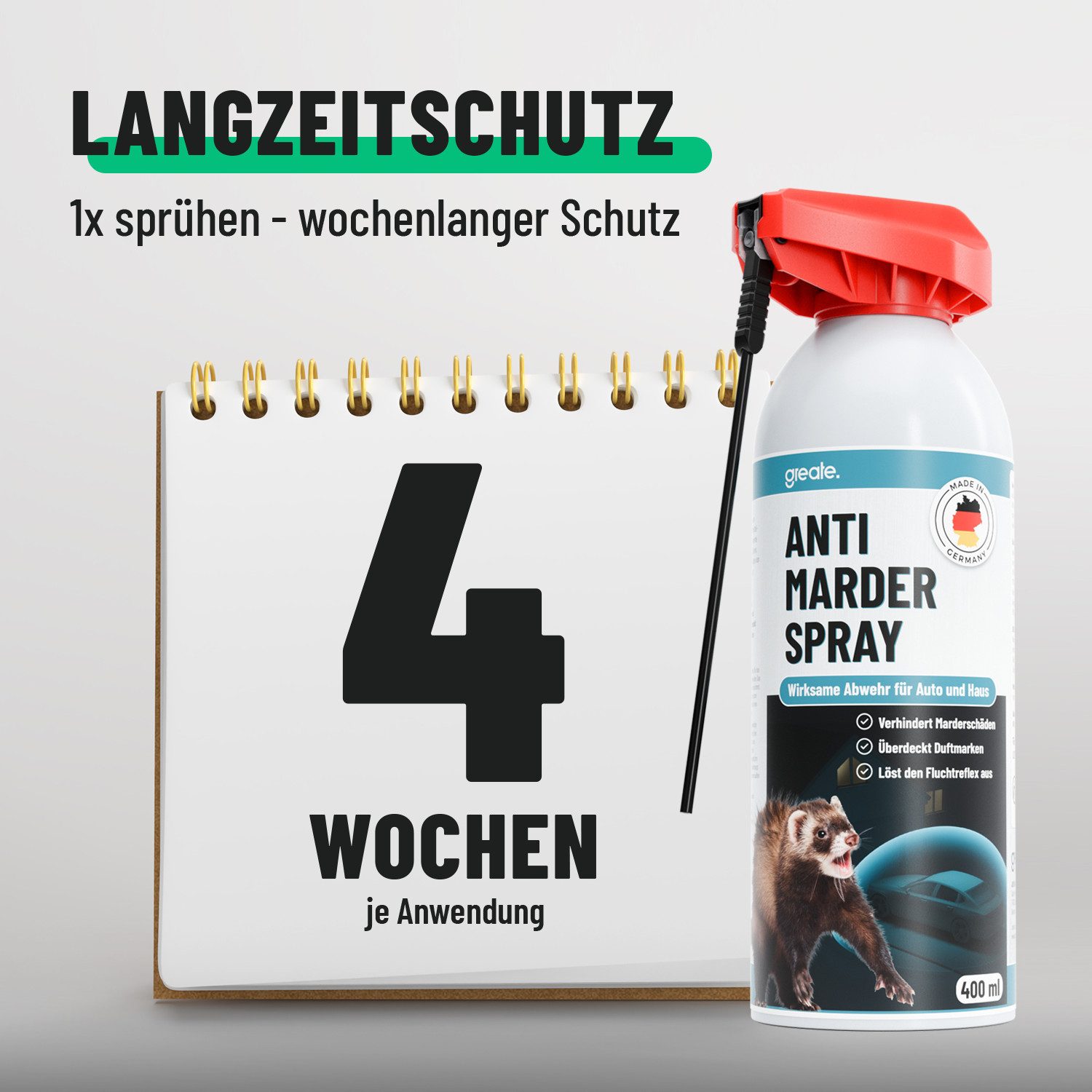 greate. Marderspray Marderspray Auto Motorraum 400 ml - Mader Abwehr, Marderschutz Spray, 400 ml, 1-St.