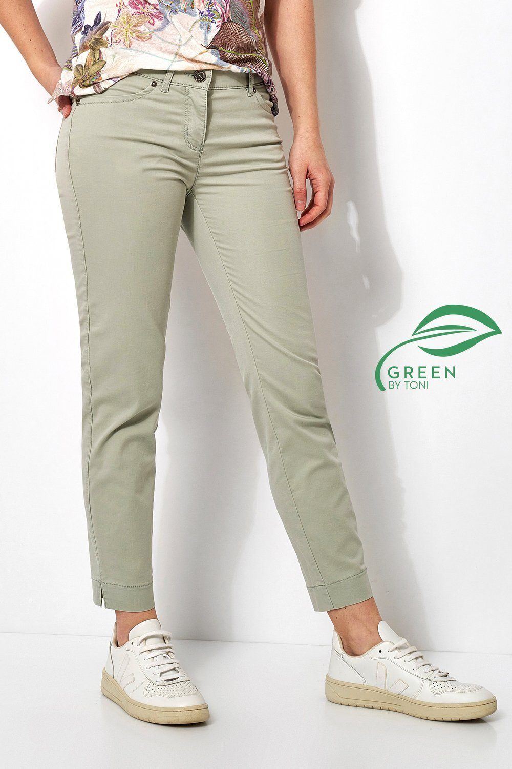 TONI 7/8-Hose Shape aus Perfect 061 - khaki softer Baumwolle