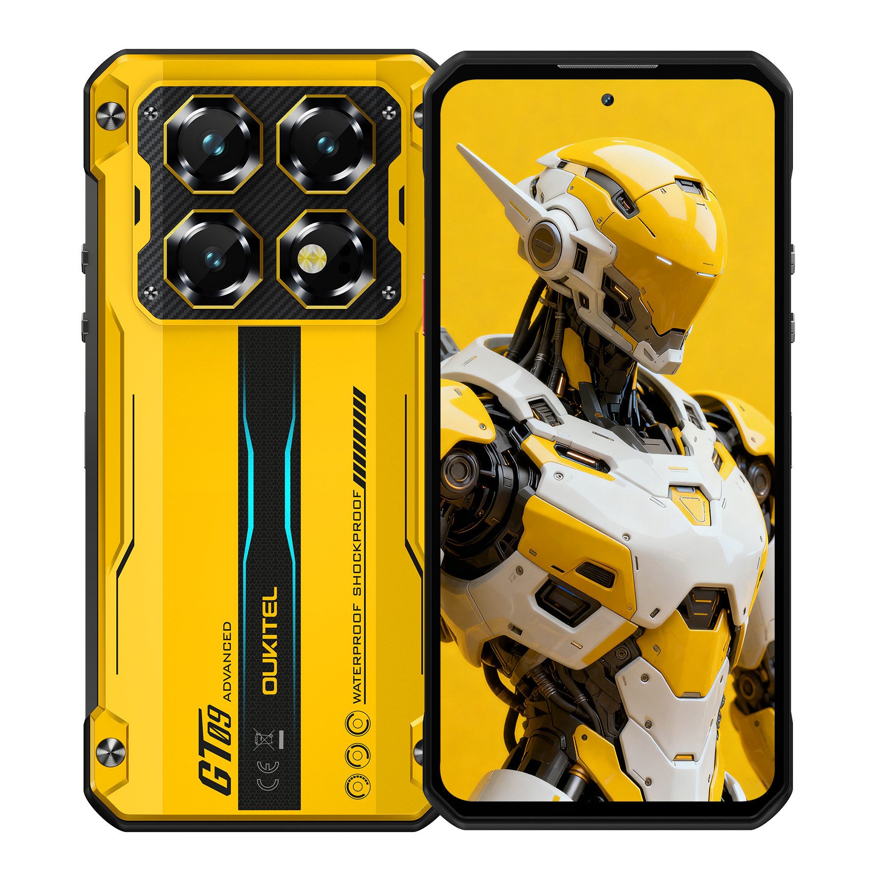 OUKITEL WP60 5G Outdoor Handy, 24GB RAM+256GB ROM, 120Hz, 10000mAh Smartphone (7.2 Zoll, 256 GB Speicherplatz, 108 MP Kamera, Dimensity 7025, Cyberpunk-Mech Design, Android 15)
