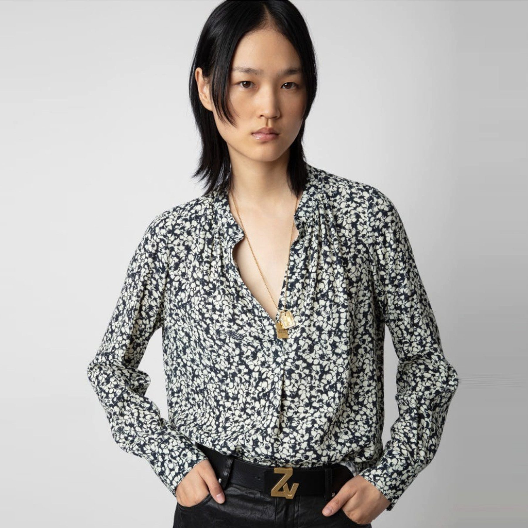 ZADIG & VOLTAIRE Langarmbluse ZADIG&VOLTAIRE Bluse TINK CREPE BICO FLOWERS aus Viskose - Beige