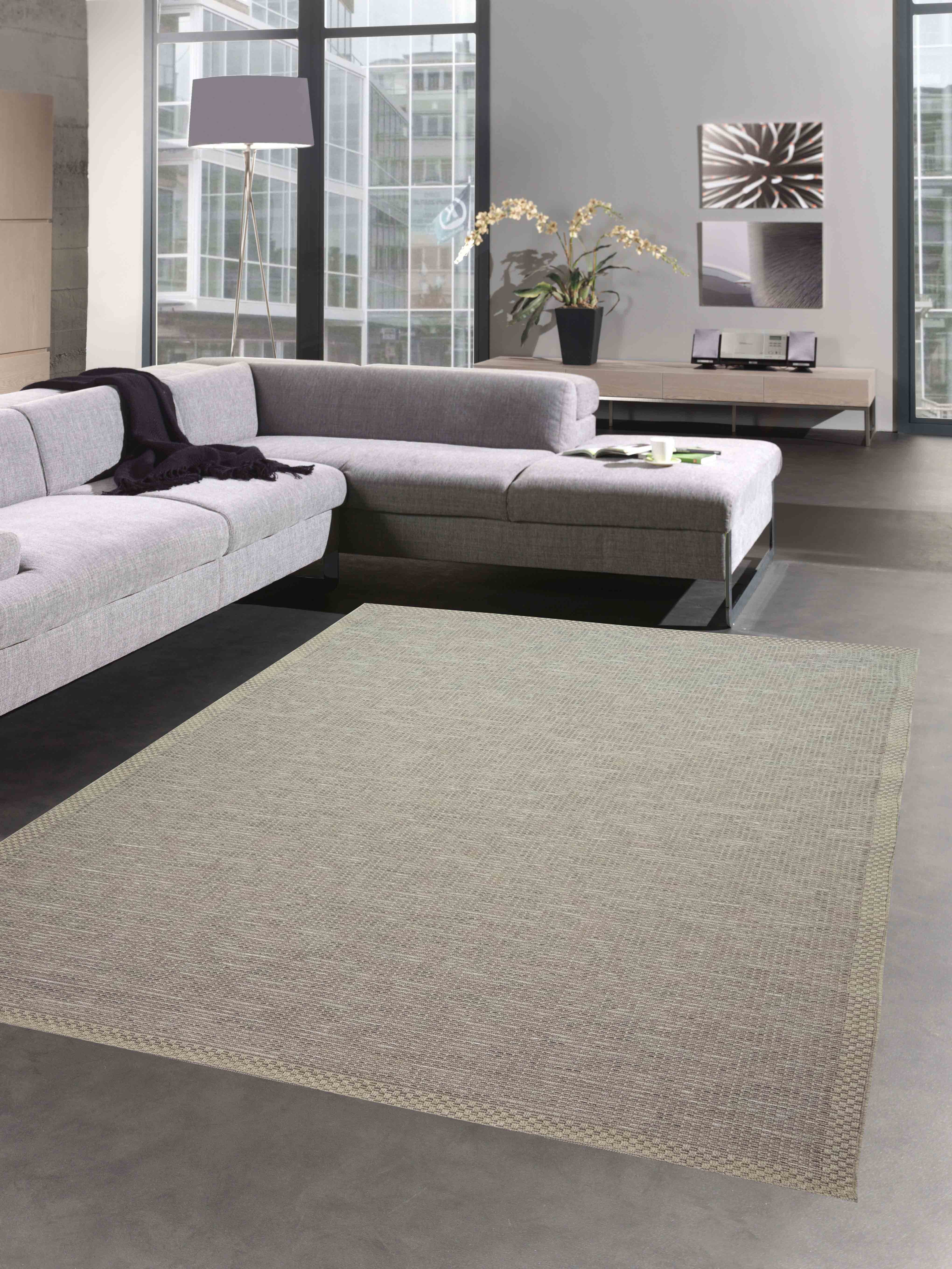 Teppich Indoor & Outdoor Teppich Sisal Optik Balkon Küche Terrasse Wohnzimmer - beige grau, Carpetia, rechteckig, Höhe: 8 mm