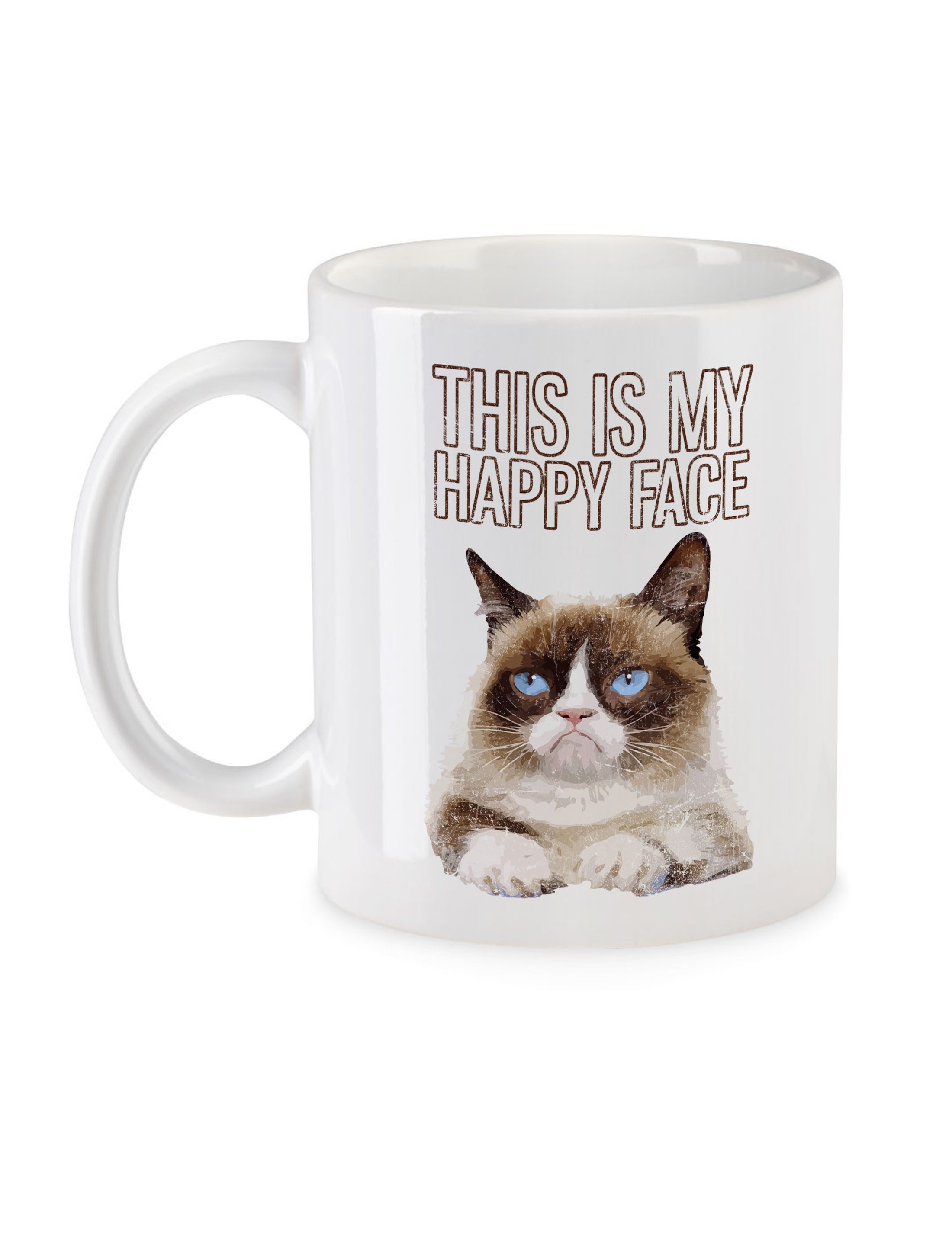 Urban Backwoods Tasse This Is My Happy Face Kaffeetasse Grumpy Katze Gesicht Cat Smile, 1-tlg., Keramik, Rockabella Girl Kitten Kitty