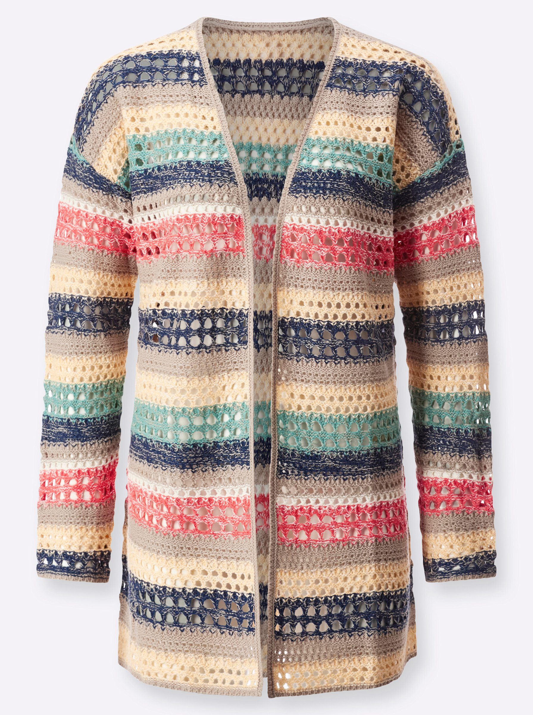 Sieh an! Strickjacke Ajour-Strickjacke Langarm Ajour