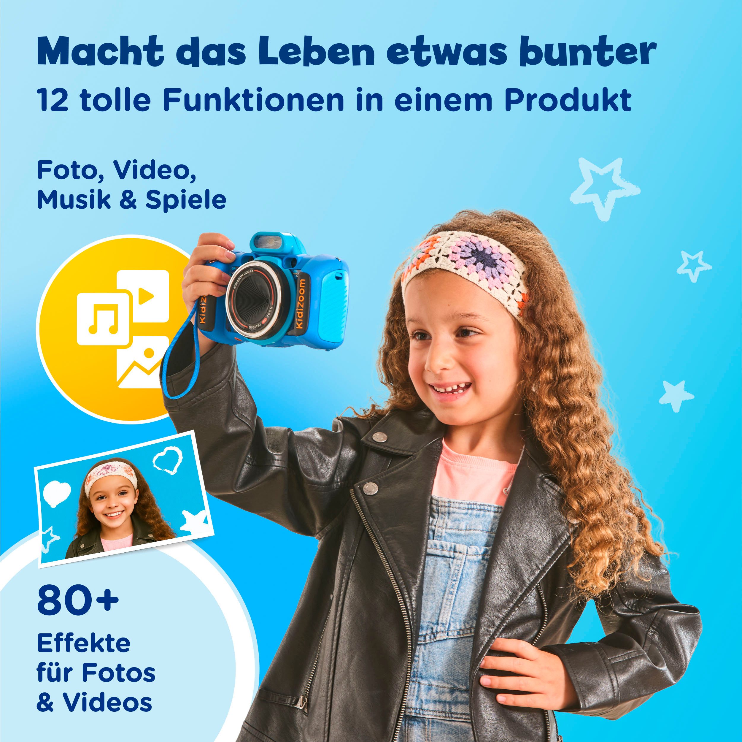 Vtech® KidiZoom Duo FX blau Kinderkamera (inkluisve Kopfhörer)