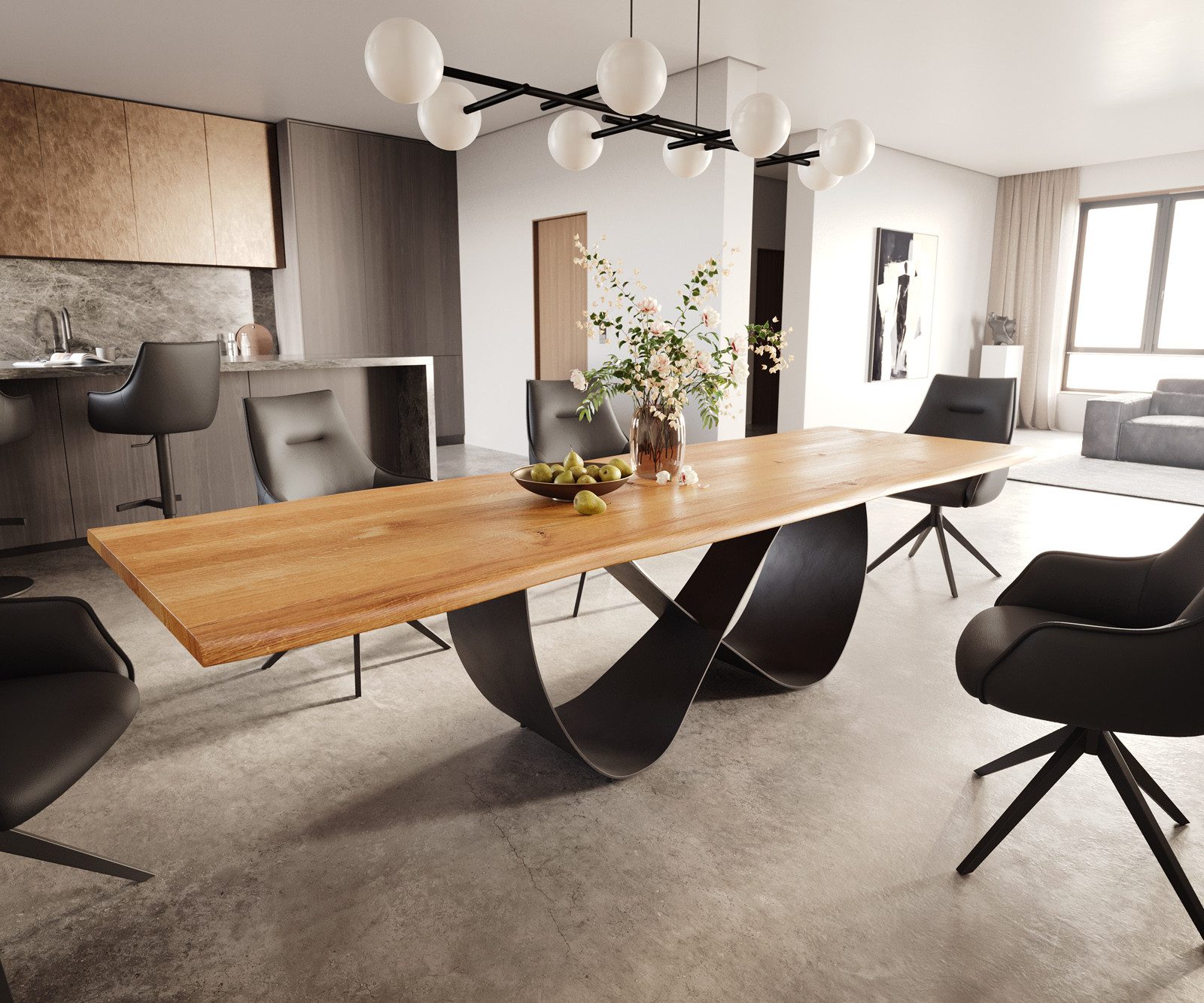 DELIFE Esstisch Edge, Eiche Natur 300x100x4 günstig online kaufen