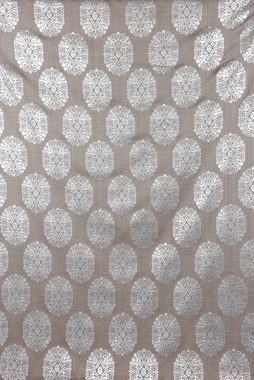 Prestigious Textiles Stoff Dekostoff Leinenstruktur Ornament taupe silber, mit Metallic-Effekt