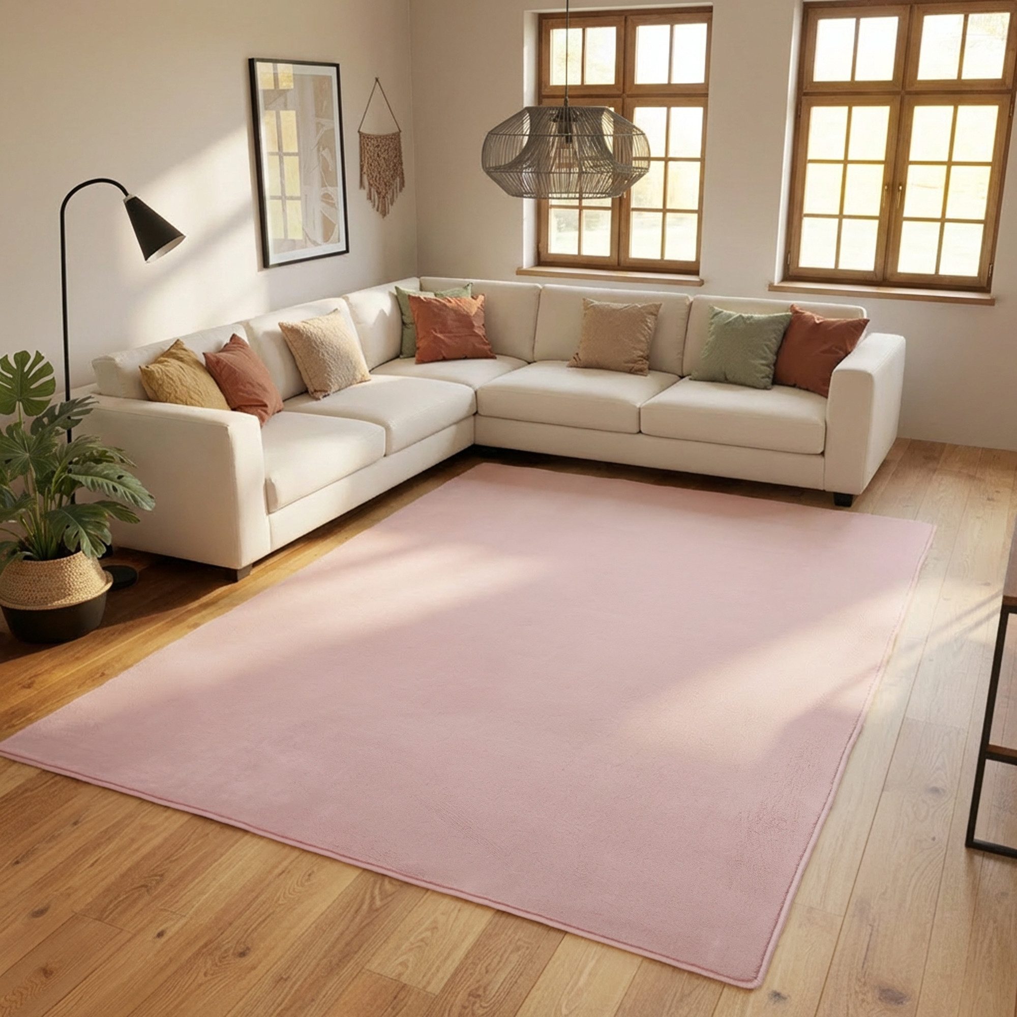 SIMPEX24 Teppich Unicolor - Einfarbig, Läufer, Höhe: 7 mm, Kurzflor Rund Teppich Anti Rutsch Rückseite Waschbar Flauschiger