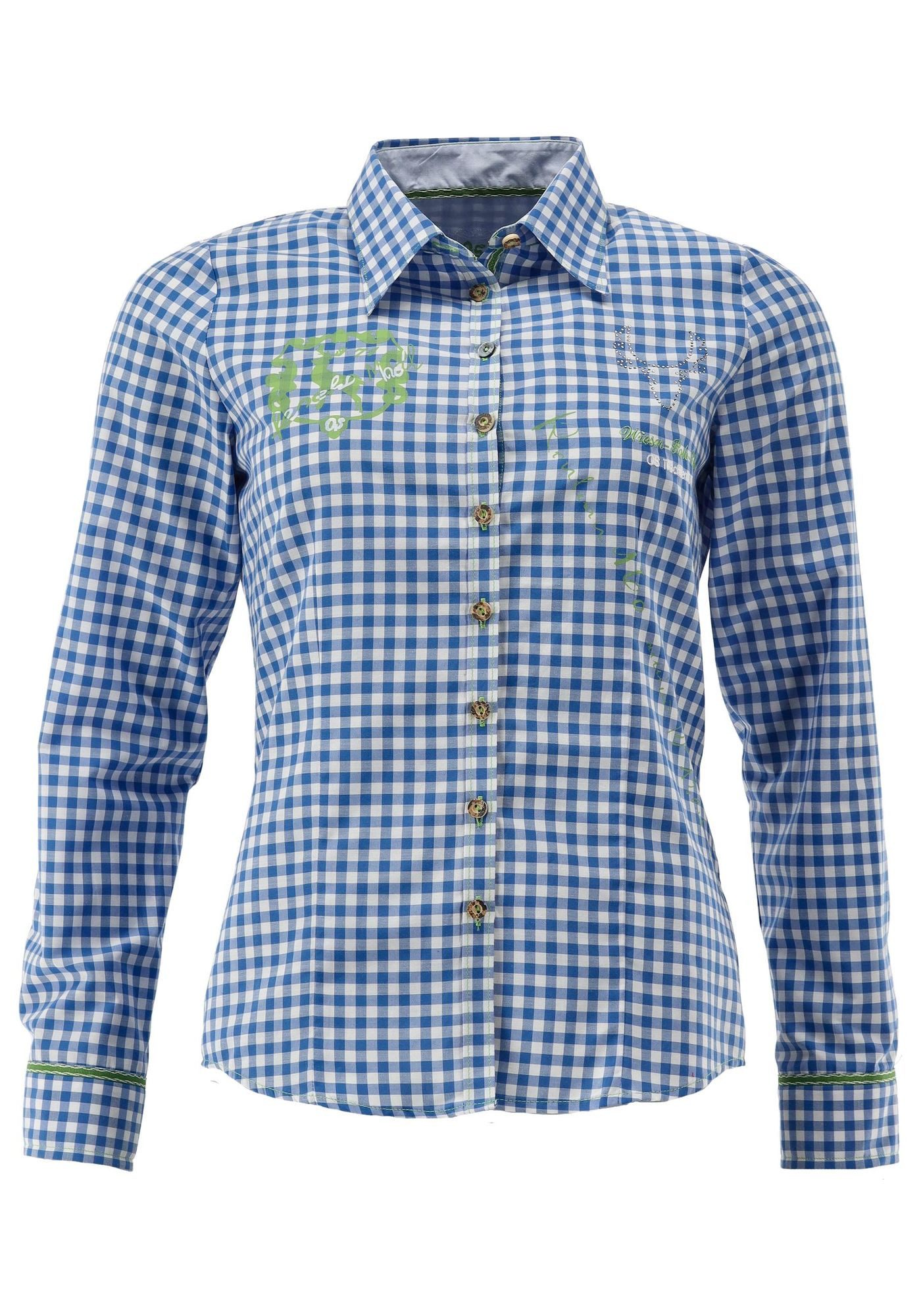 OS Trachten Trachtenbluse Sonitu Langarmbluse mit Motivdruck auf Vorder- un günstig online kaufen