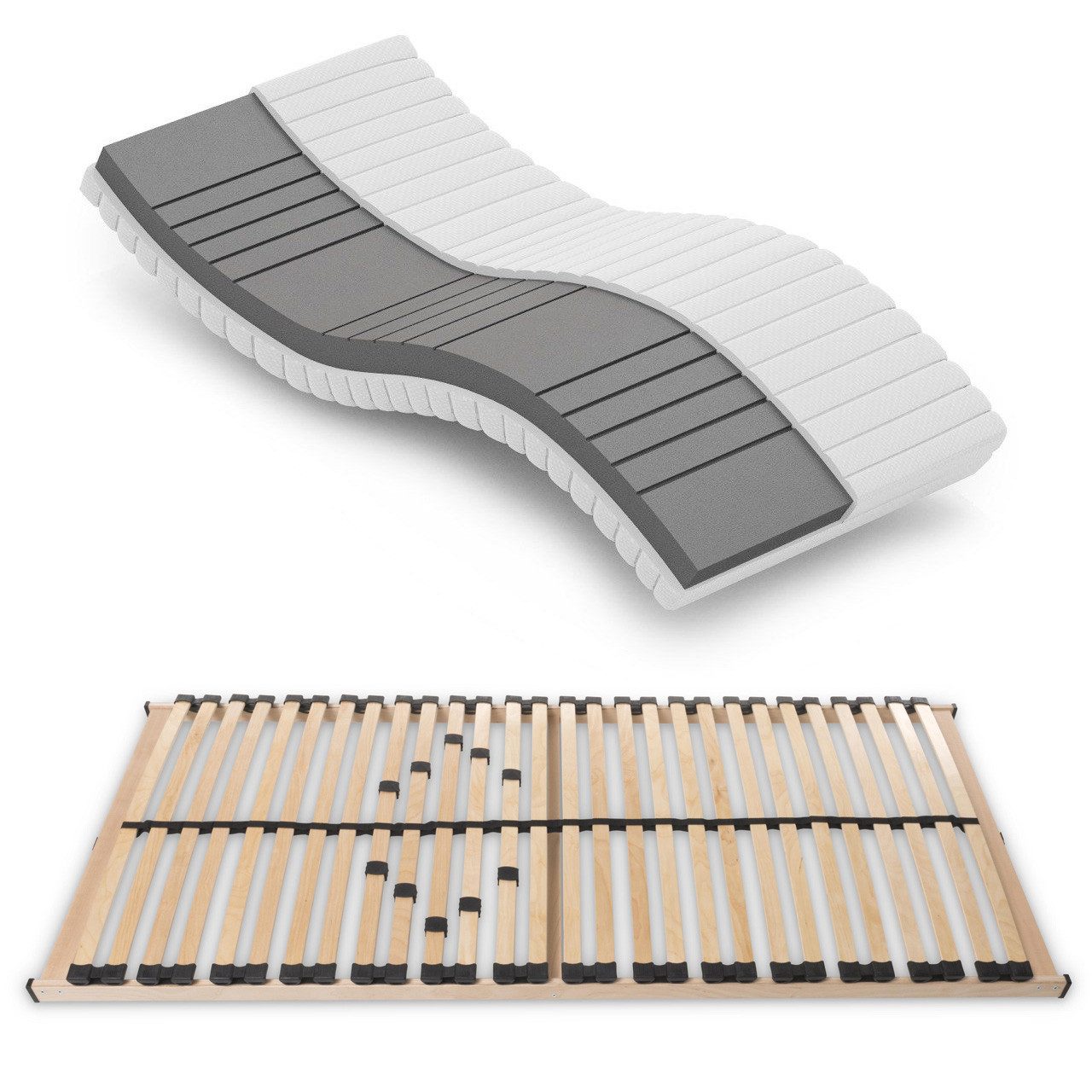 Kaltschaummatratze + Lattenrost 140x200 H2 Set Betten-ABC KSP-500 + MAX 1, Betten-ABC