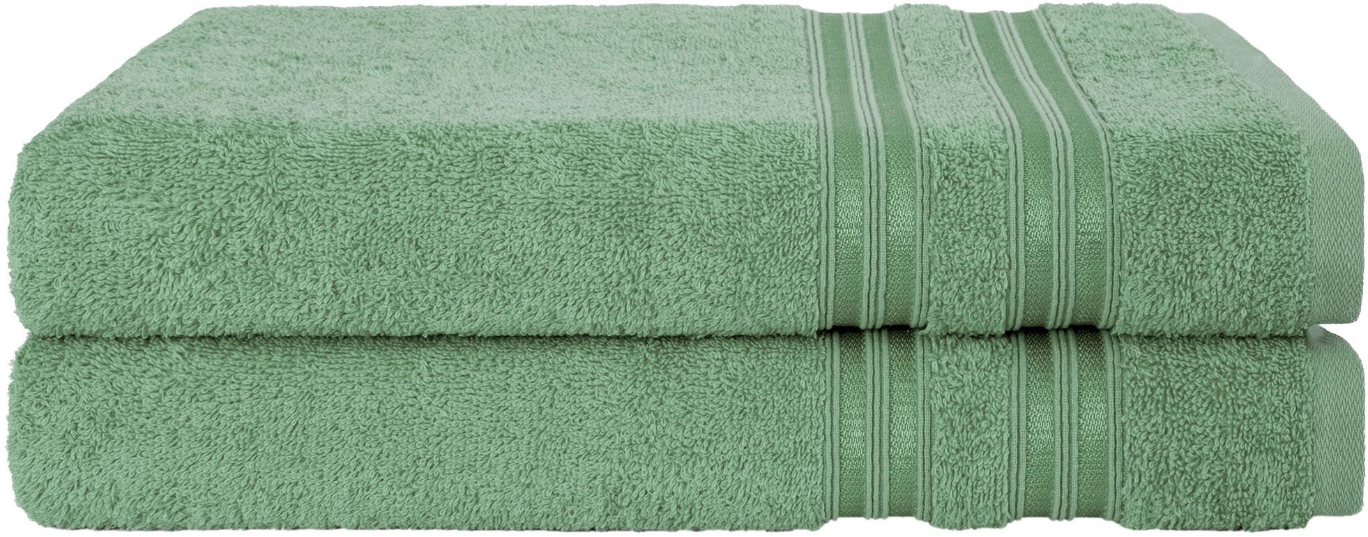 HAMMETEX Duschtuch 2er Set Badetücher 70x140 cm, 100% Baumwolle, Weich & Saugstark, Frottier (Set, 2-St), mit Bordüre, einfarbig, weich – Bild 3 von 5